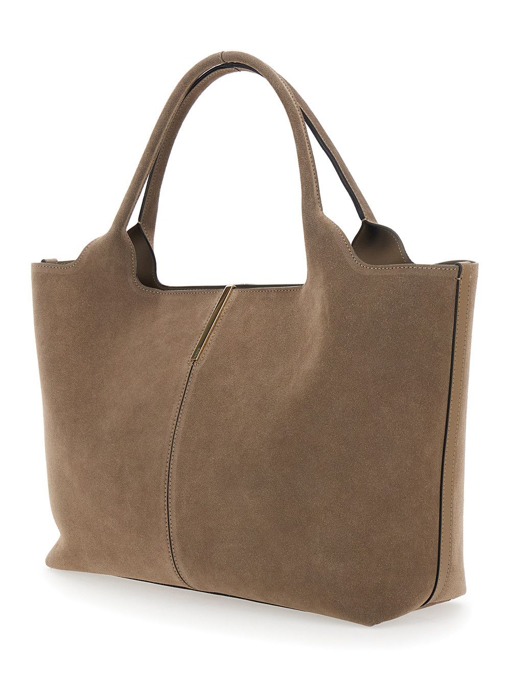 Tod's Beige 'Ebr' Tote Bag with Logo Plate on the Front and Contrast Stitching in Suede for Women Size ONE SIZE - 2 Thumbnail