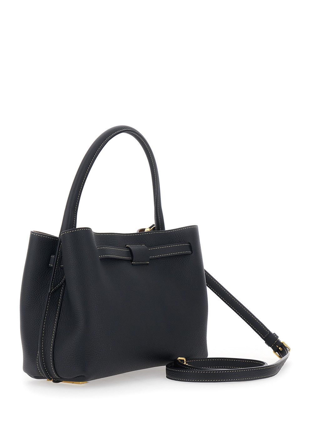 Tod's Small 'T-String' Handbag with Adjustable and Removable Shoulder Strap and Belt with Buckle on the Front in Black Pebbled Leather for Women Size ONE SIZE - 3 Thumbnail
