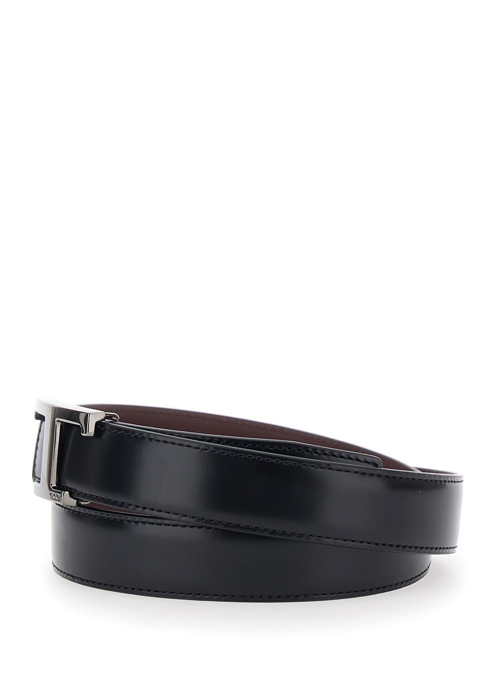 Tod's Black Belt with Adjustable Buckle Closure and T Logo Plaque in Leather Man Size ONE SIZE - 2 Thumbnail