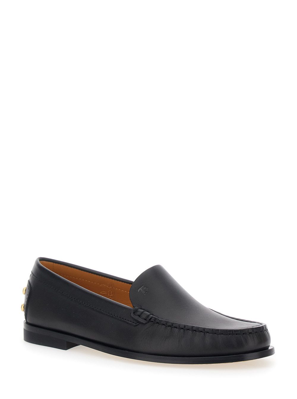 Tod's Loafers Black "Loafers with Embossed Logo and Stud Details on the Back" in Leather Women Size US 8 / IT 38 - 2 Thumbnail
