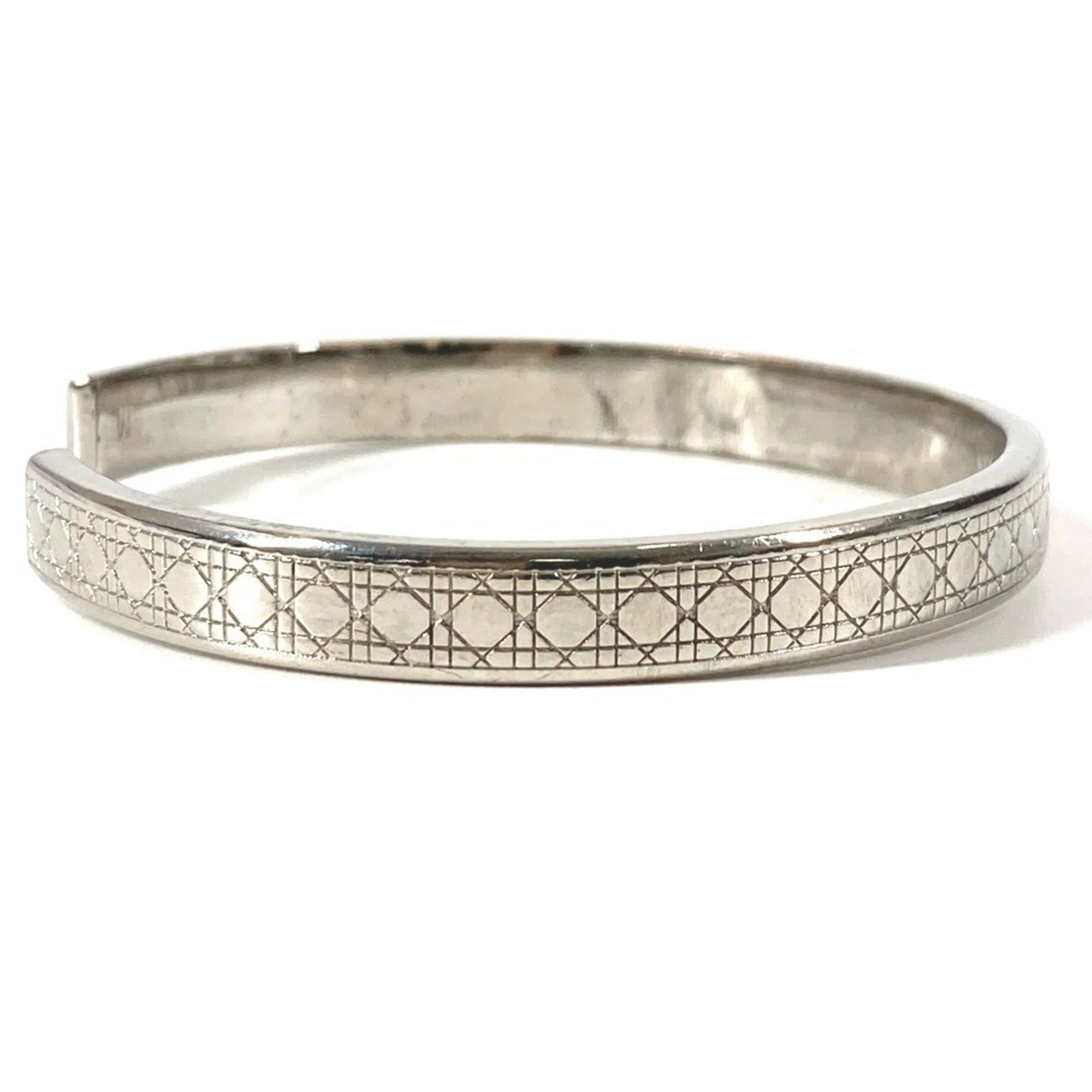 Dior Christian Dior Dior Cannage Logo Bangle Bracelet in Silver Metal for Women Size ONE SIZE - 5 Thumbnail
