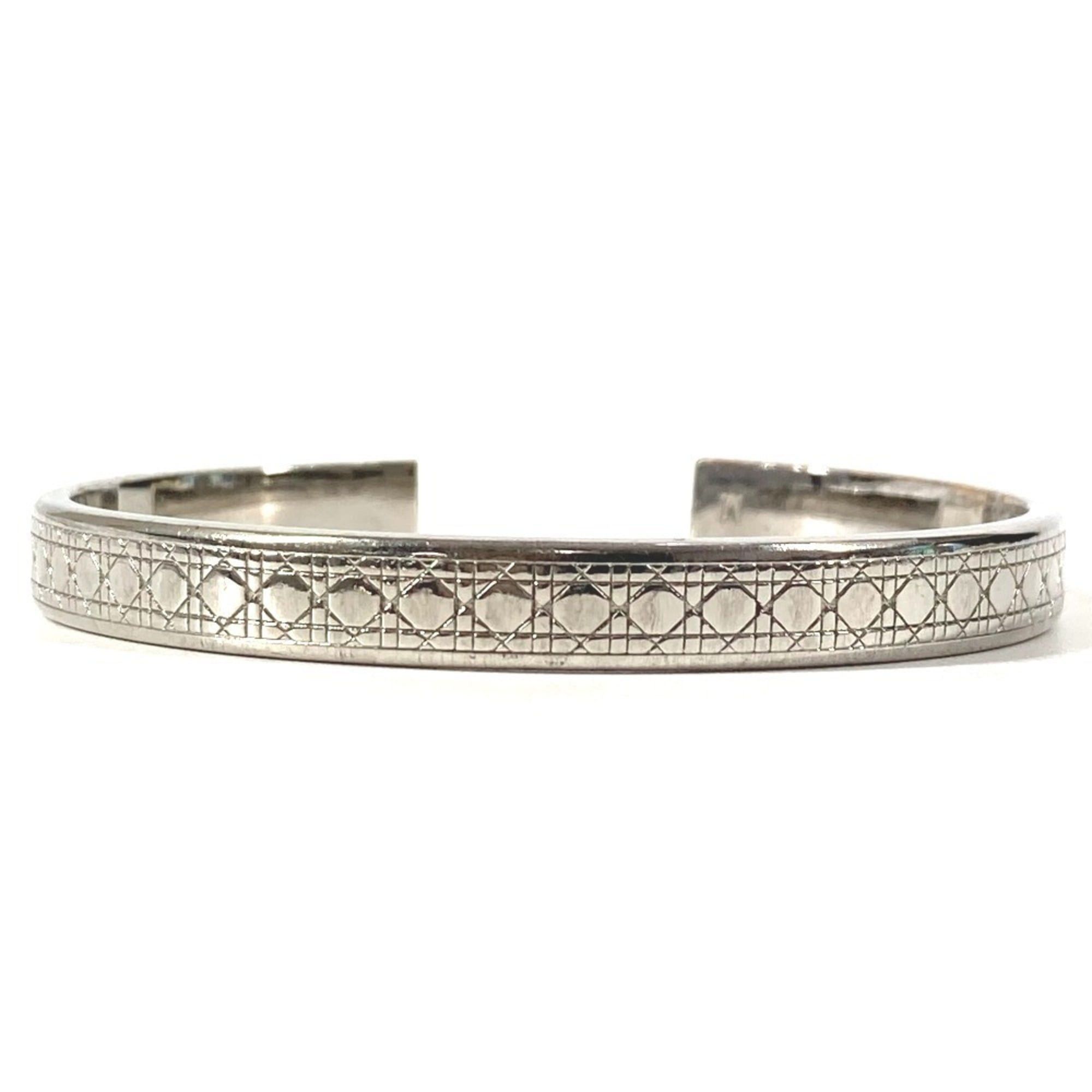 Dior Christian Dior Dior Cannage Logo Bangle Bracelet in Silver Metal for Women Size ONE SIZE - 3 Thumbnail