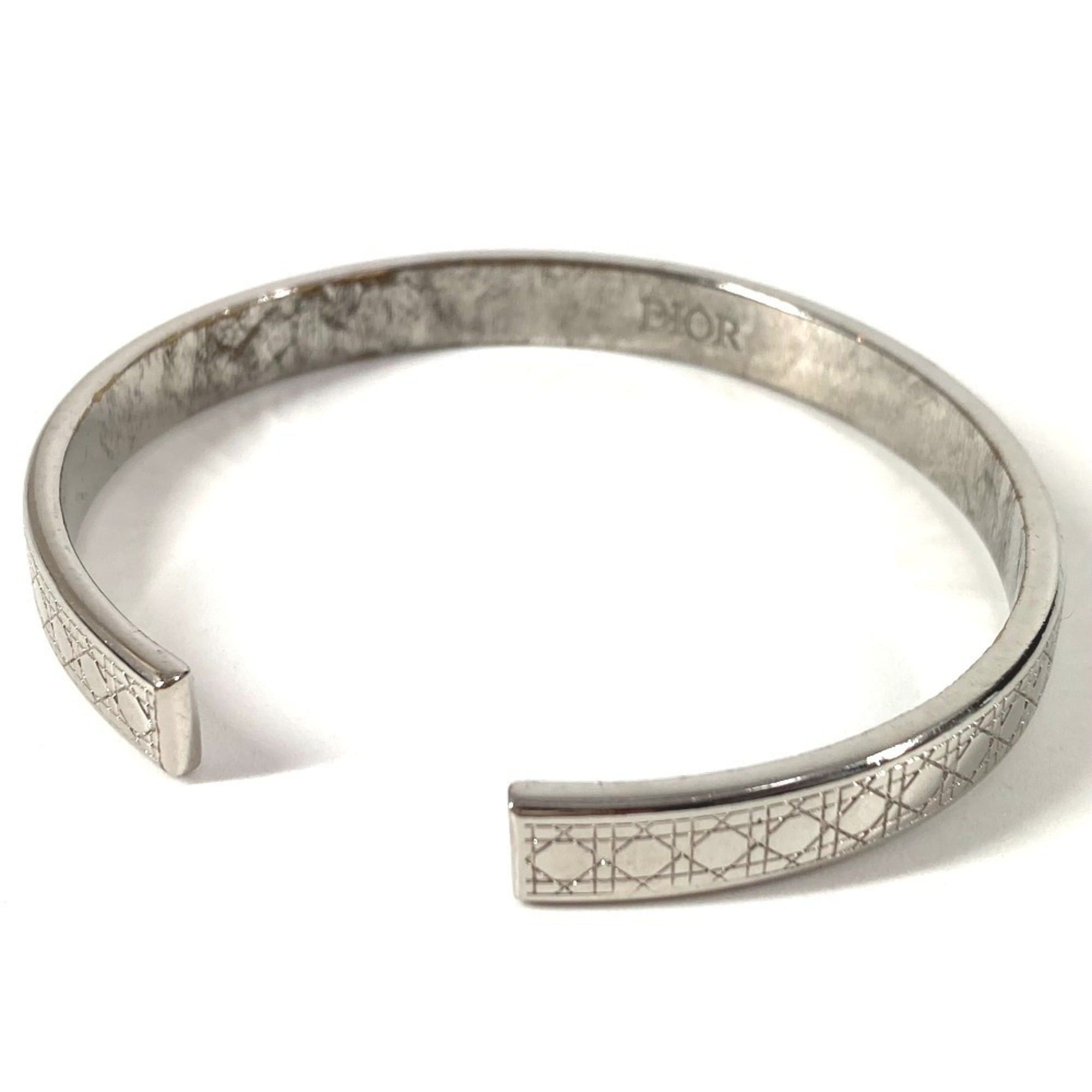 Dior Christian Dior Dior Cannage Logo Bangle Bracelet in Silver Metal for Women Size ONE SIZE - 2 Thumbnail