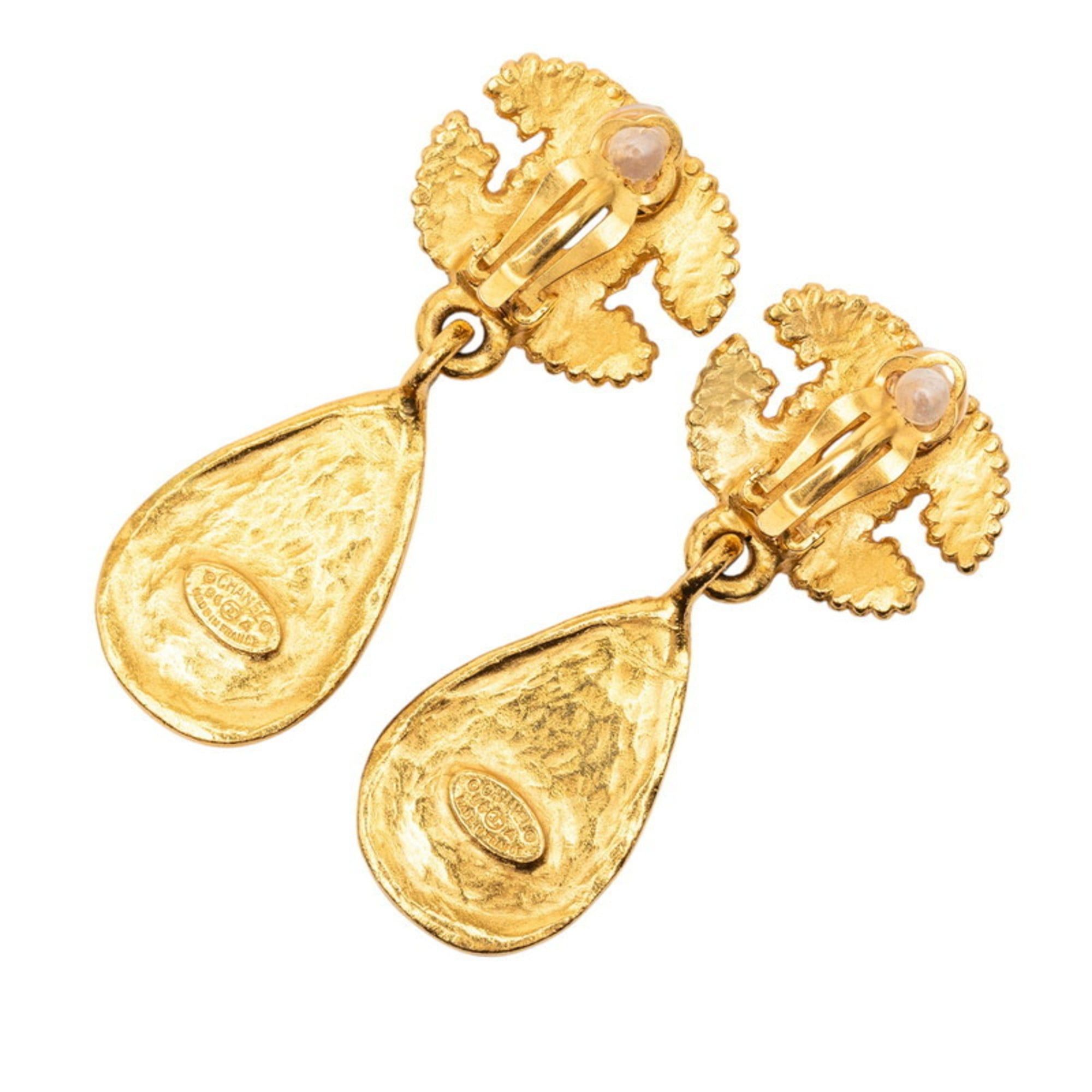 Chanel Vintage Chanel Coco Mark Gripoir Swing Earrings, Gold with Blue Plated, Women's Size ONE SIZE - 2 Thumbnail