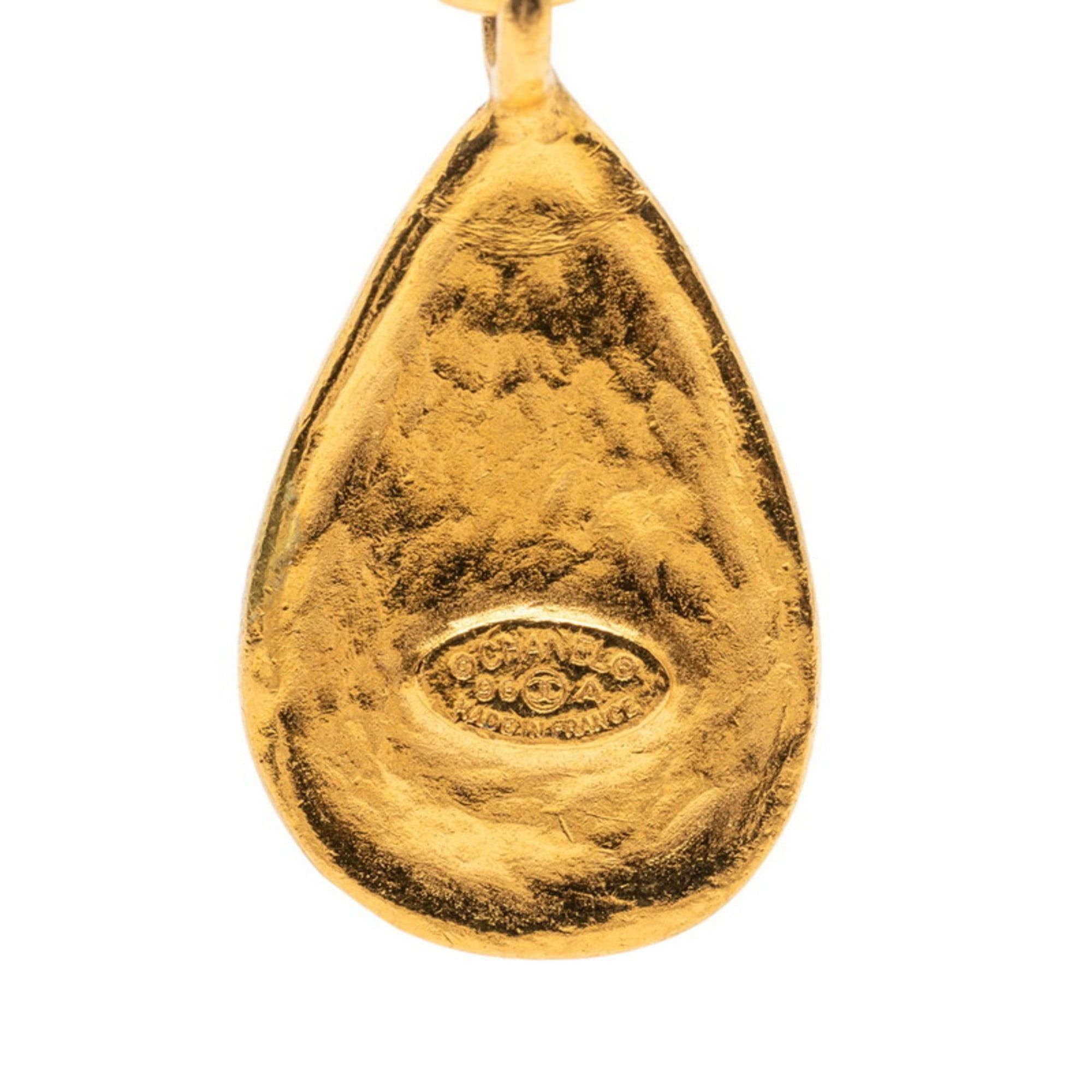 Chanel Vintage Chanel Coco Mark Gripoir Swing Earrings, Gold with Blue Plated, Women's Size ONE SIZE - 3 Thumbnail