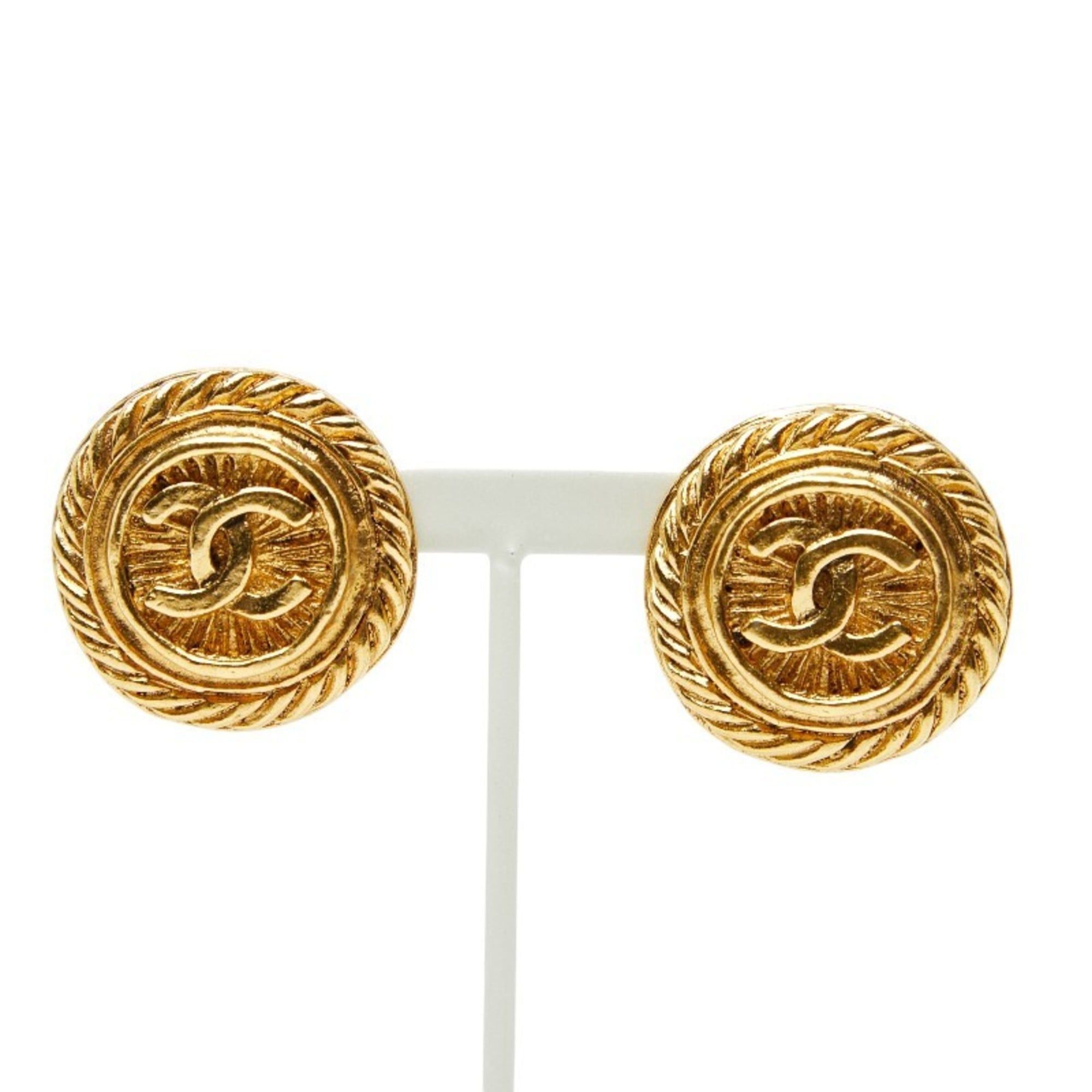 Chanel Vintage Chanel Coco Mark Earrings, Gold Plated, Women's, CHANEL Size ONE SIZE - 2 Thumbnail