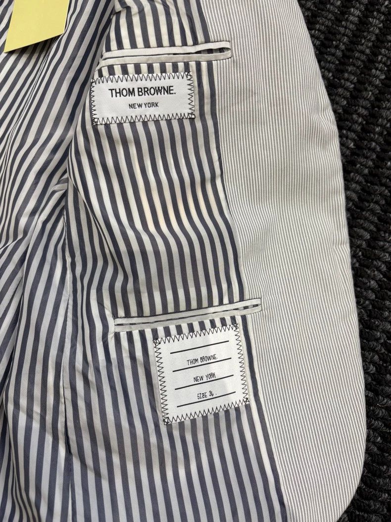 Thom Browne Thom Browne 2024 Gray Stripe Blazer Size US S / EU 44-46 / 1 - 5 Thumbnail