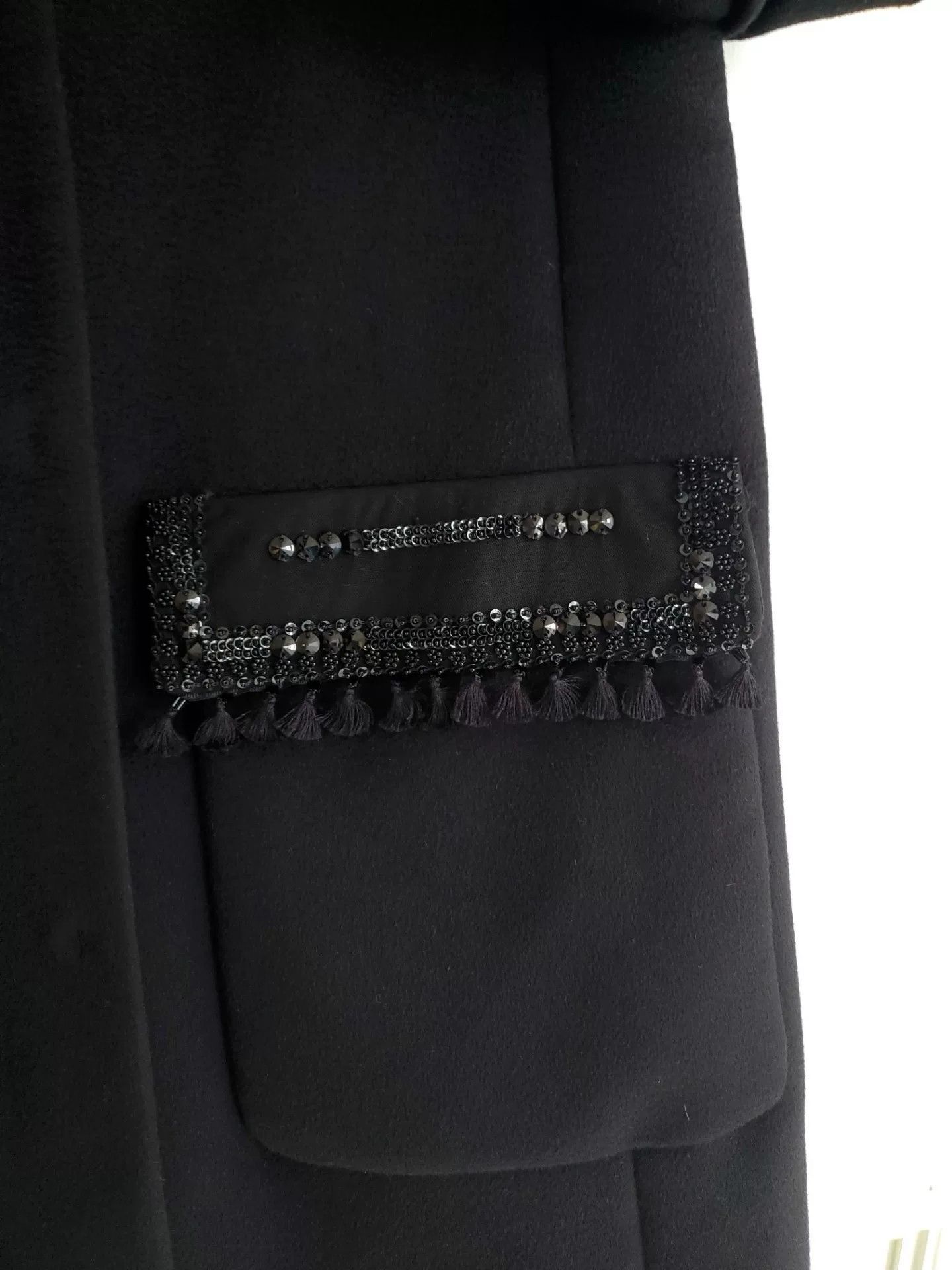 Max Mara maxmara black wool coat with fringe pockets Size US M / EU 48-50 / 2 - 3 Thumbnail