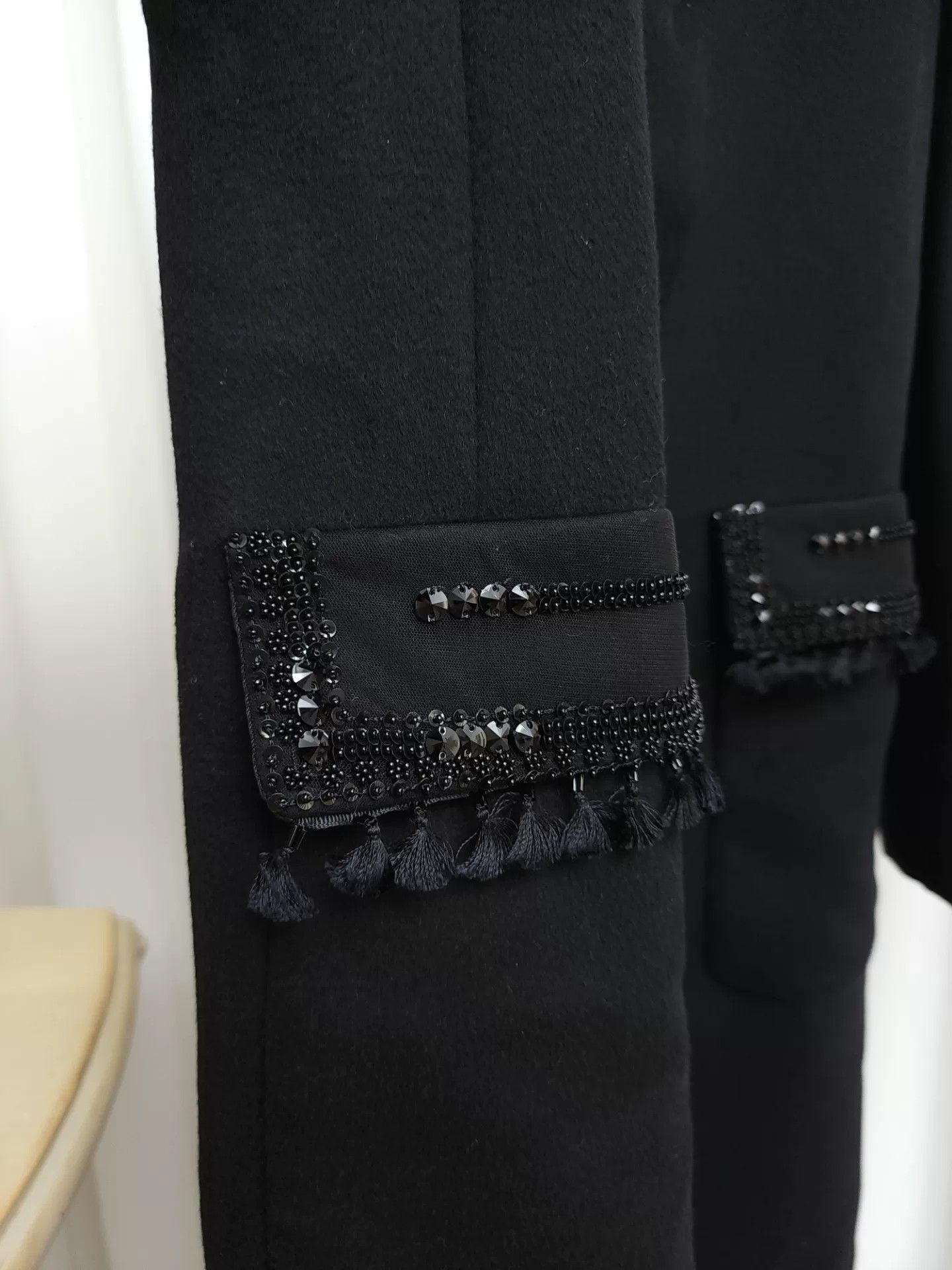 Max Mara maxmara black wool coat with fringe pockets Size US M / EU 48-50 / 2 - 4 Thumbnail