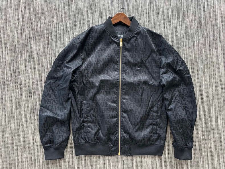 Versace Versace Black Logo Print Bomber Jacket Size US L / EU 52-54 / 3 - 2 Thumbnail