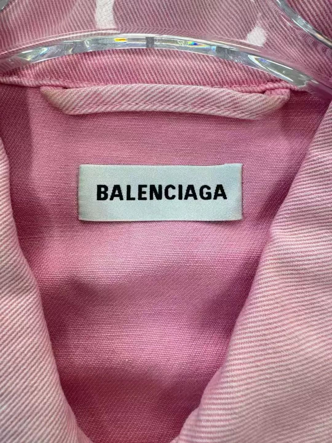 Balenciaga Balenciaga Pink Logo Denim Jacket Size US XS / EU 42 / 0 - 3 Thumbnail