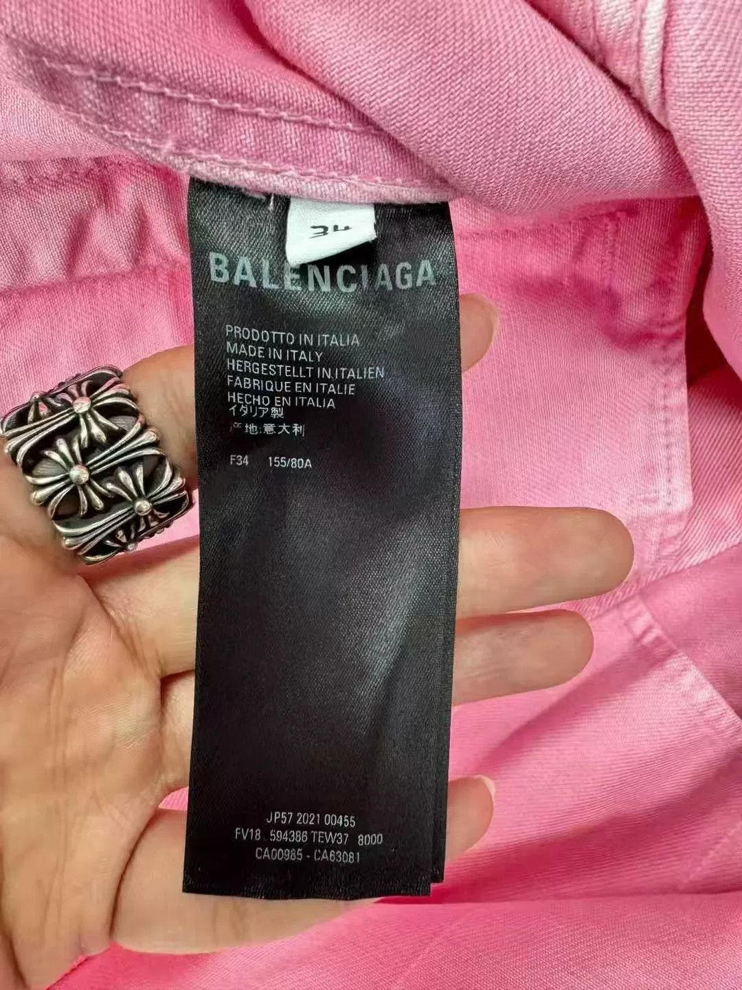 Balenciaga Balenciaga Pink Logo Denim Jacket Size US XS / EU 42 / 0 - 4 Thumbnail