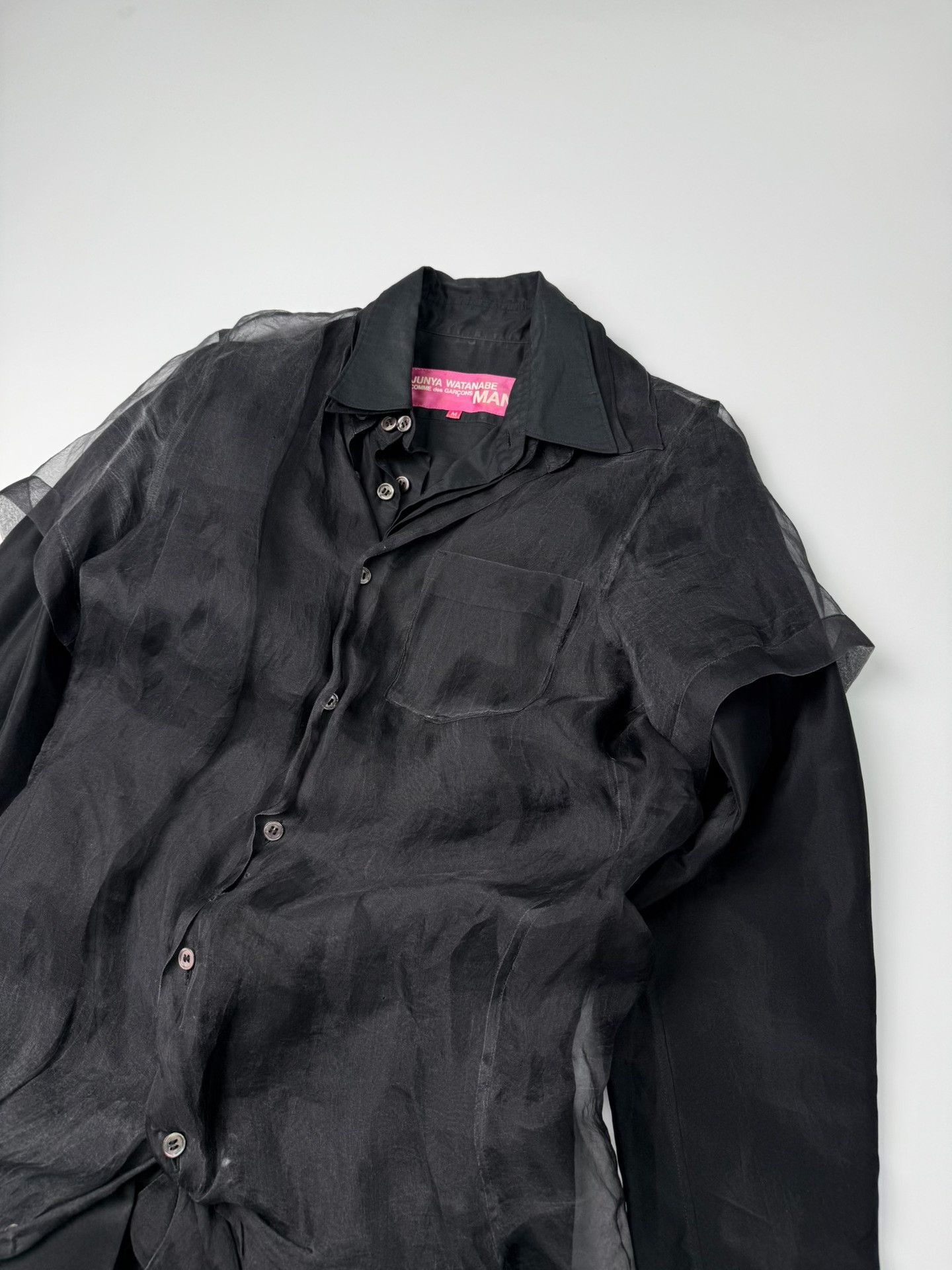 Junya Watanabe black sheer long shirt with deconstructed design Size US M / EU 48-50 / 2 - 2 Thumbnail