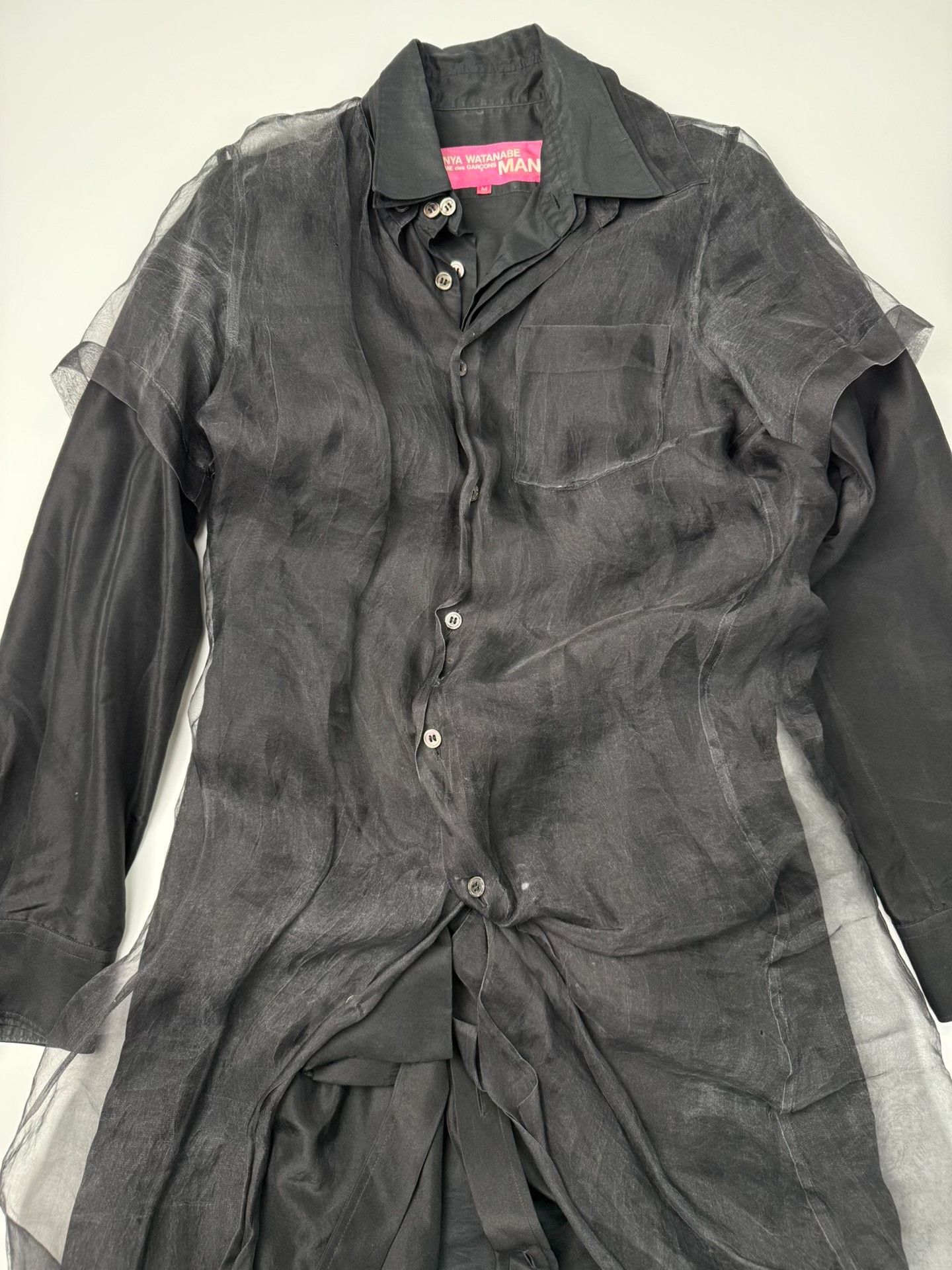Junya Watanabe black sheer long shirt with deconstructed design Size US M / EU 48-50 / 2 - 3 Thumbnail