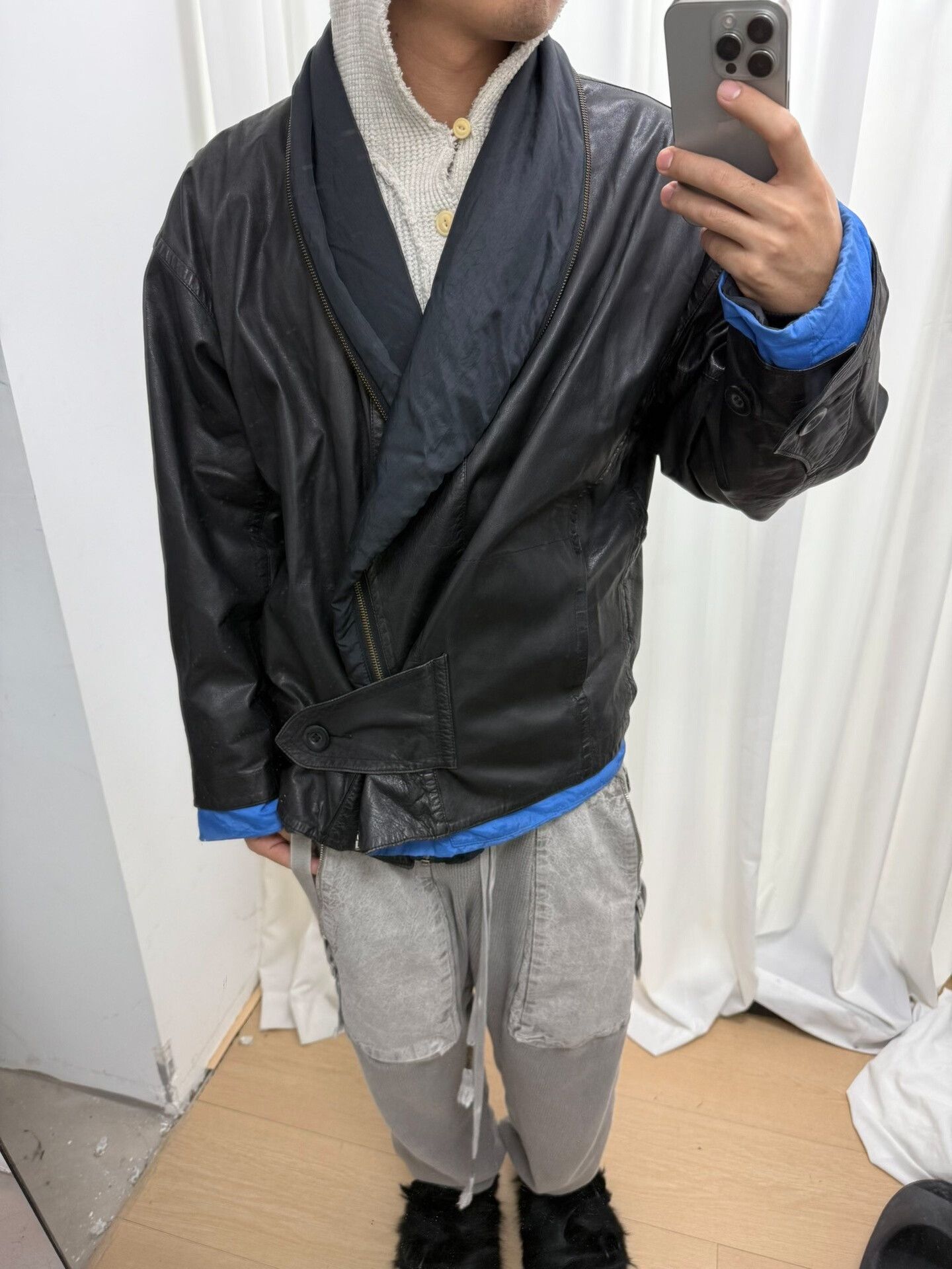Issey Miyake issey miyake black leather zip jacket M size Size US M / EU 48-50 / 2 - 7 Thumbnail