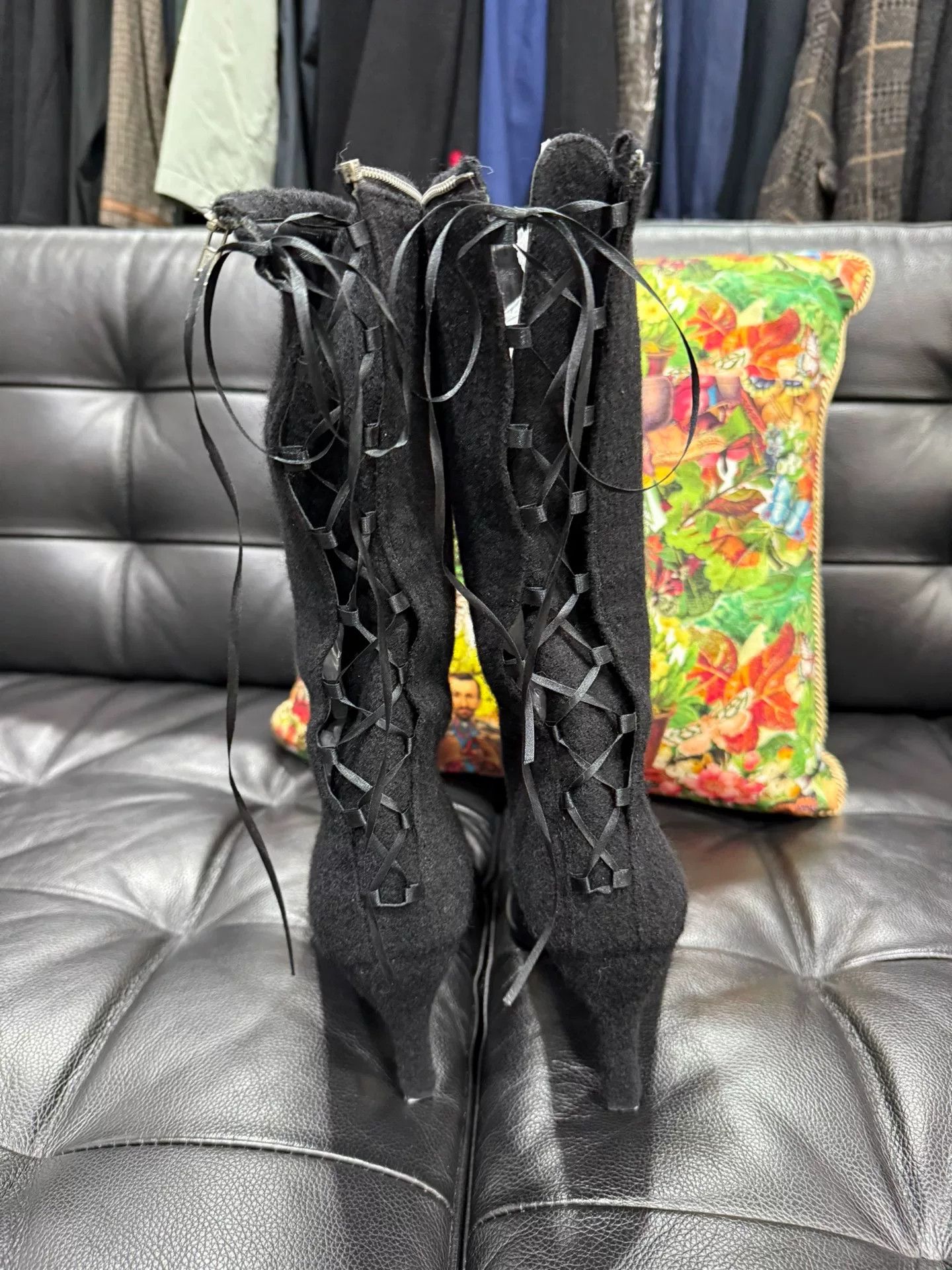 Comme des Garcons undercover guru guru embroidered insect long boots Size US 6 / EU 39 - 7 Thumbnail