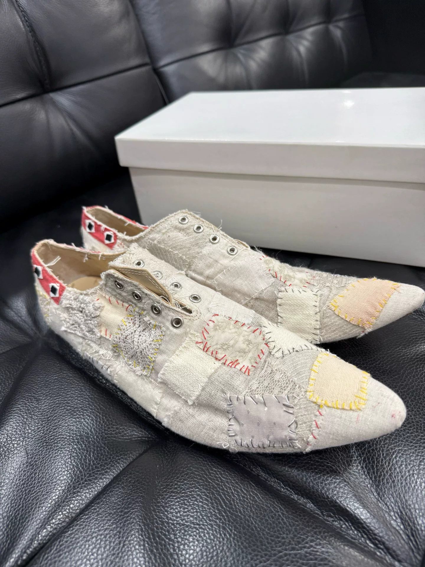 Comme des Garcons Homme patched pointed toe boots in new condition Size US 5 / EU 37 - 9 Thumbnail
