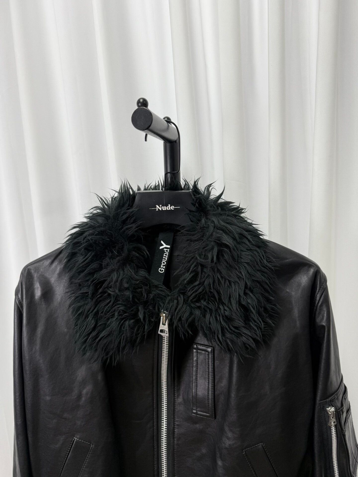 Yohji Yamamoto black shearling collar leather jacket Size US L / EU 52-54 / 3 - 3 Thumbnail