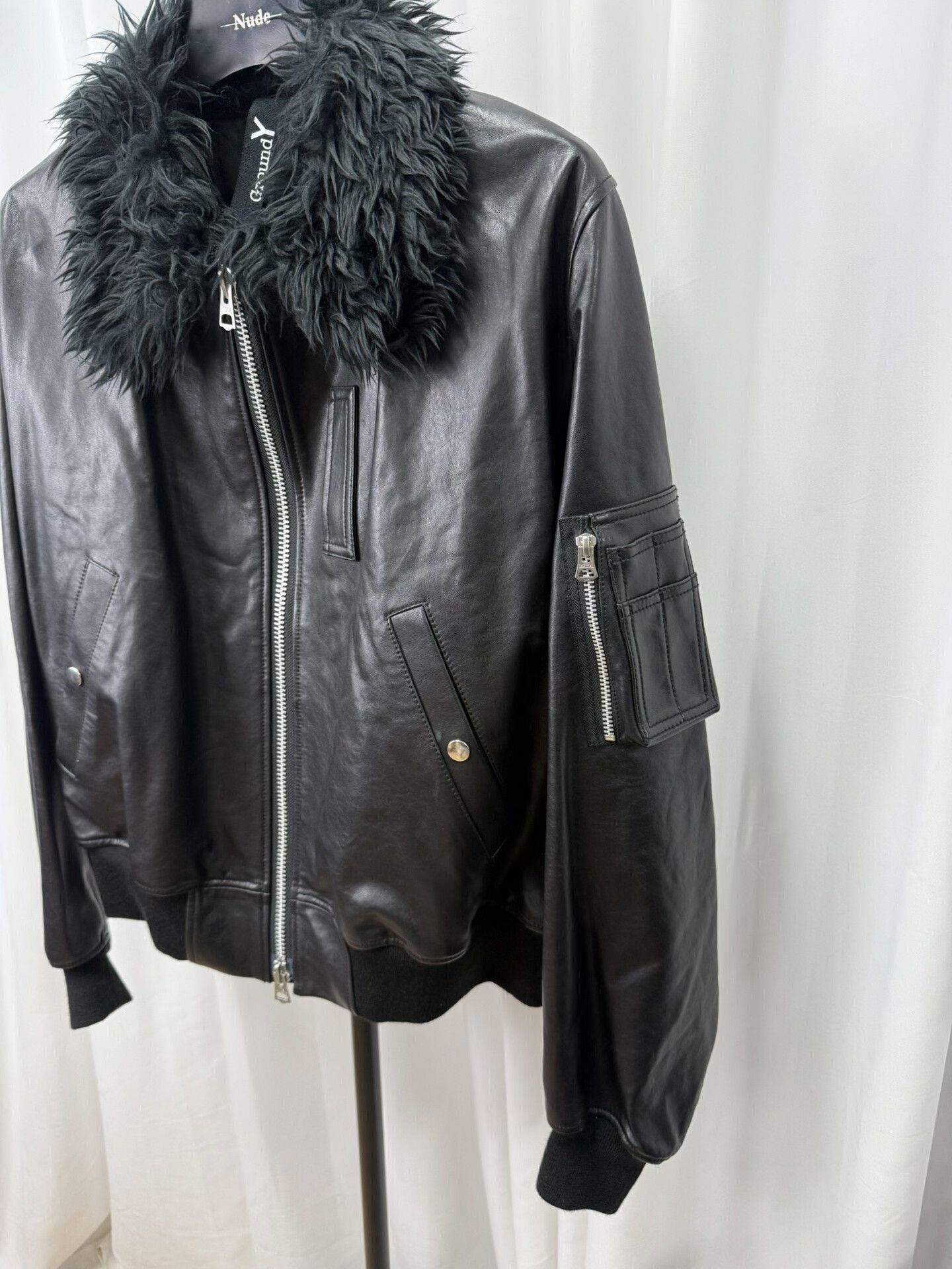 Yohji Yamamoto black shearling collar leather jacket Size US L / EU 52-54 / 3 - 2 Thumbnail