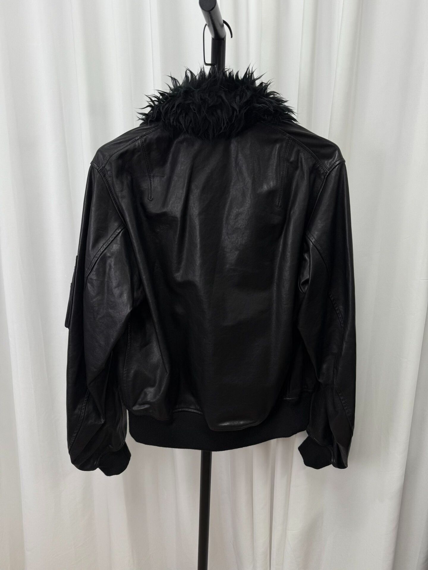 Yohji Yamamoto black shearling collar leather jacket Size US L / EU 52-54 / 3 - 5 Thumbnail