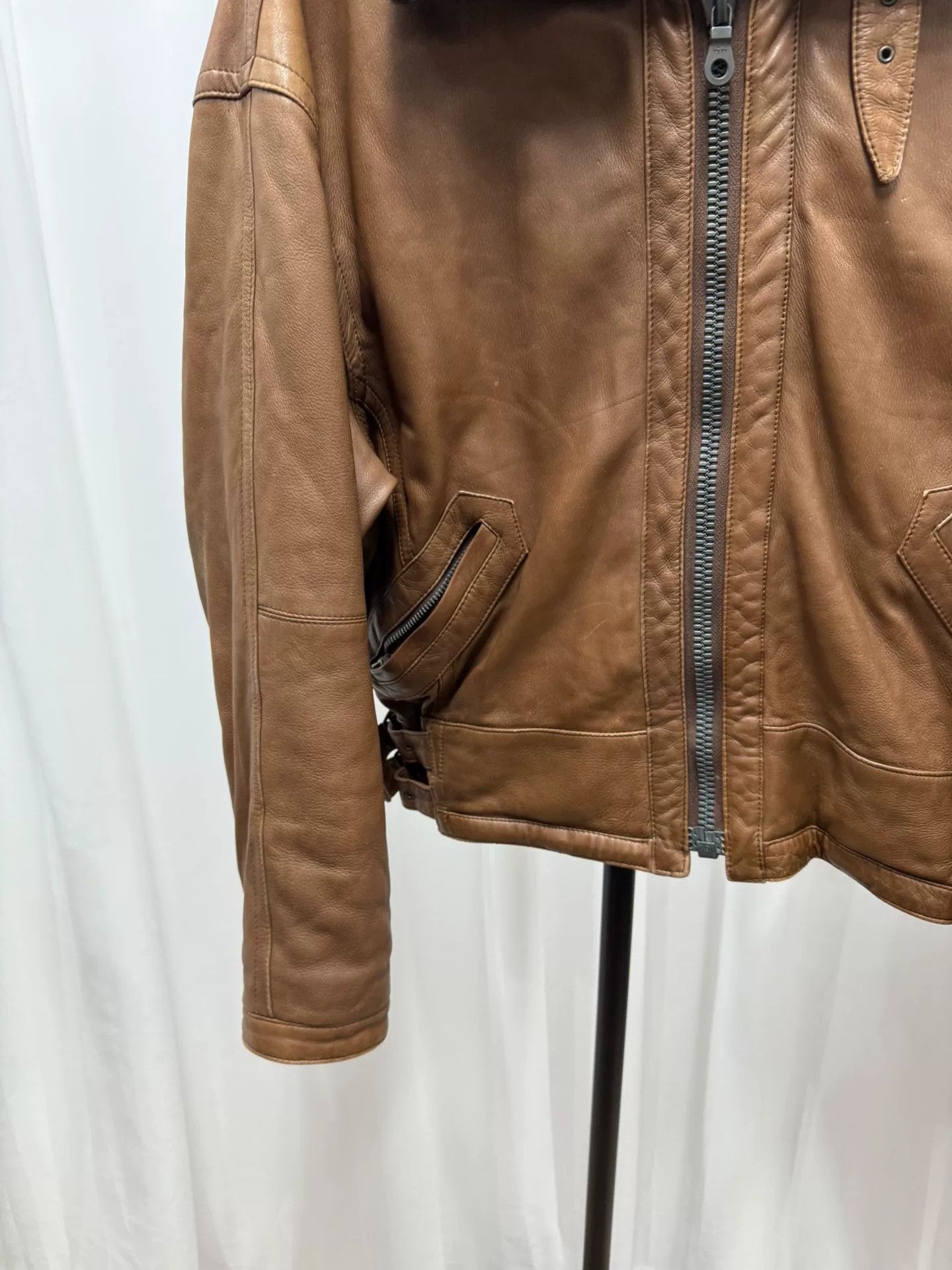 Issey Miyake brown leather jacket with removable collar Size US L / EU 52-54 / 3 - 3 Thumbnail