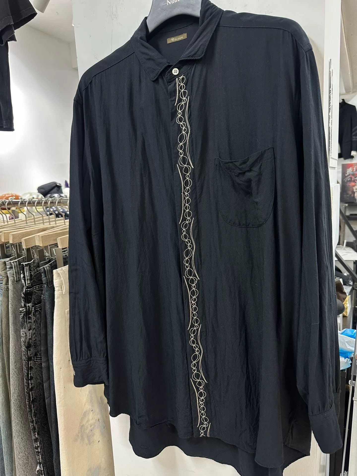 Yohji Yamamoto elegant black embroidered shirt for men Size US XXL / EU 58 / 5 - 2 Thumbnail