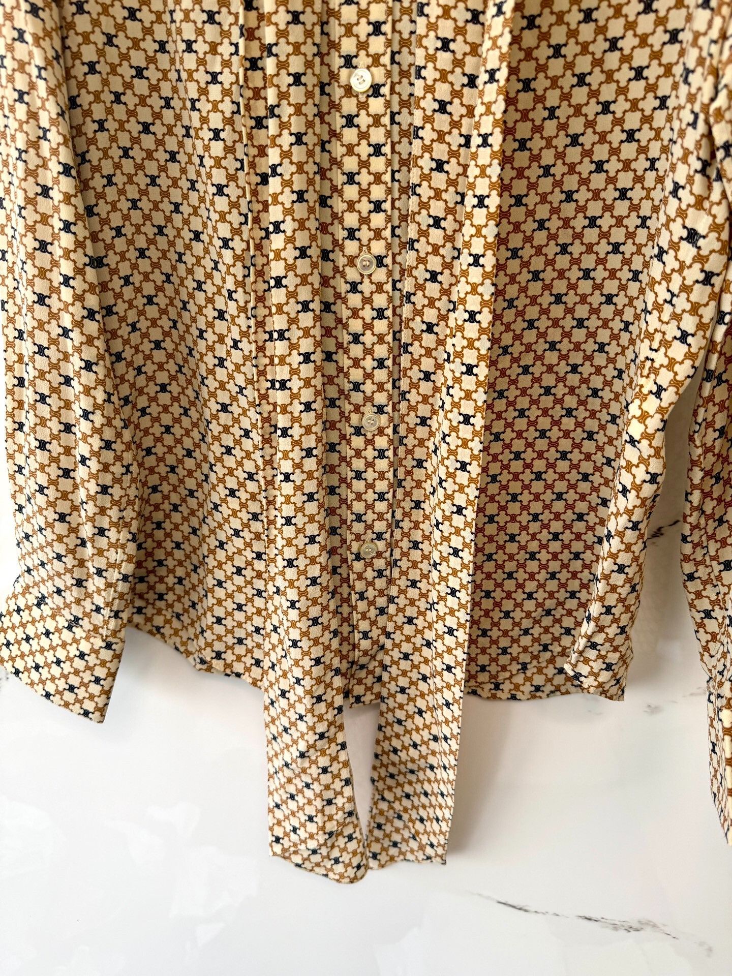 Celine celine printed silk tie front shirt Size M / US 6-8 / IT 42-44 - 4 Thumbnail