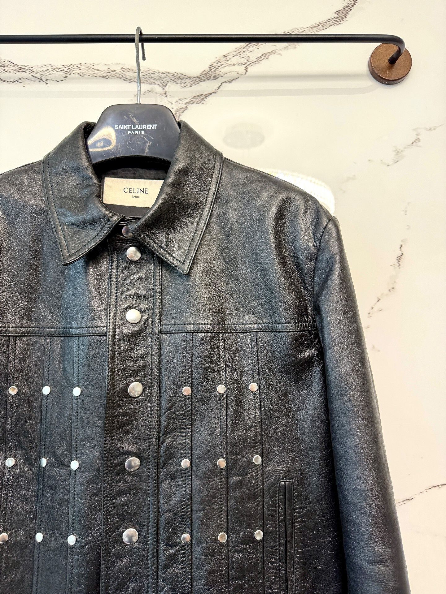Celine celine black studded leather jacket Size US M / EU 48-50 / 2 - 2 Thumbnail