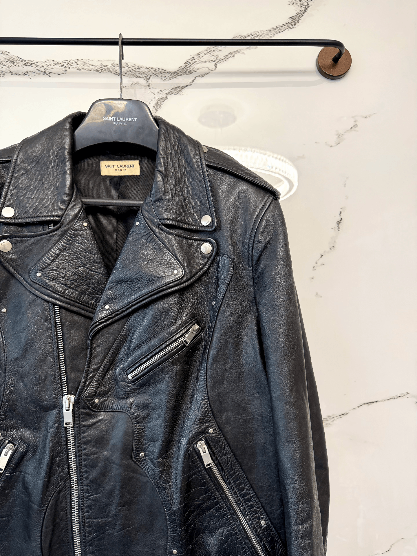Saint Laurent Paris saint laurent black leather guitar jacket Size US L / EU 52-54 / 3 - 2 Thumbnail