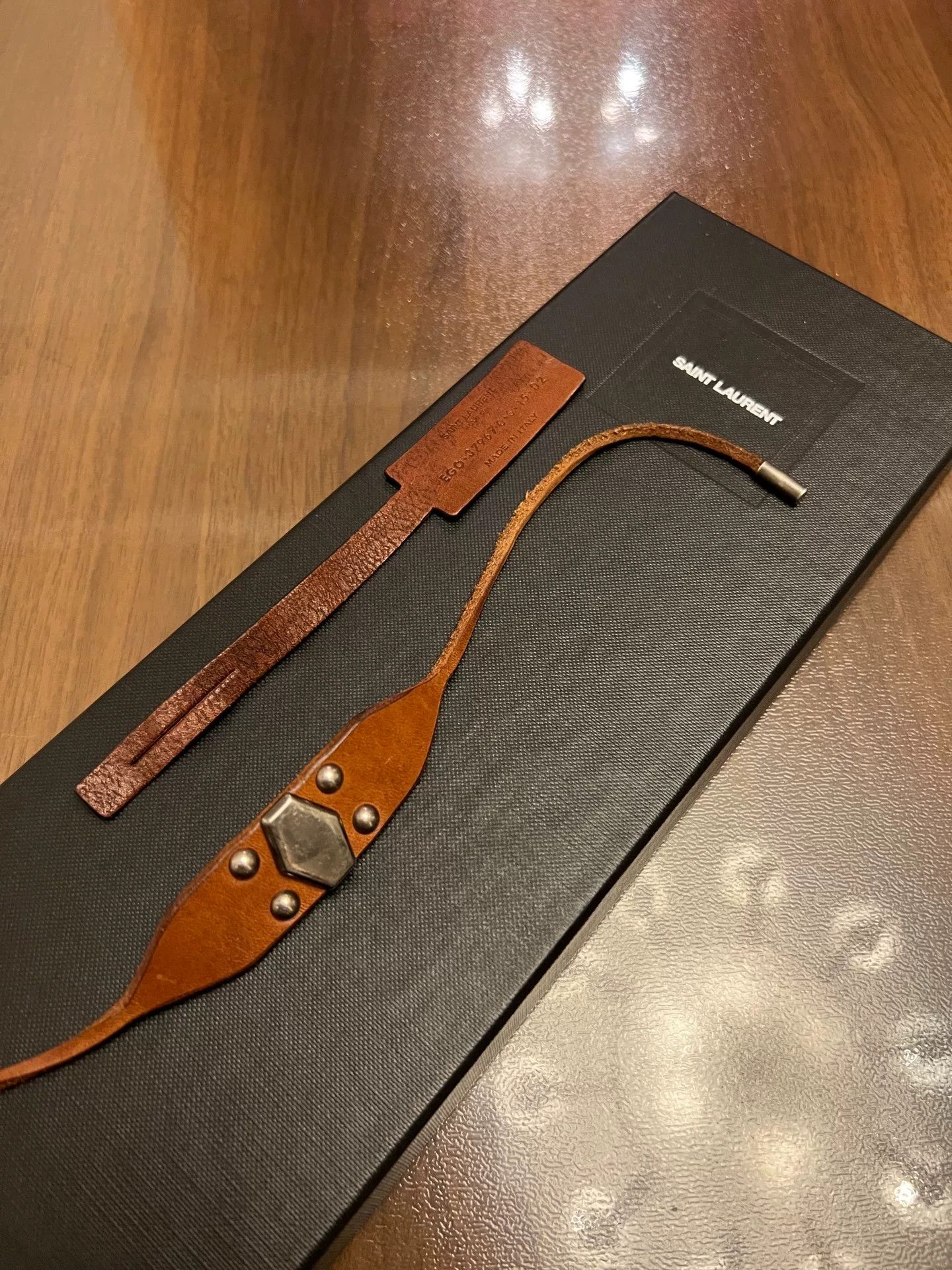 Saint Laurent Paris saint laurent brown leather bracelet with silver accents Size ONE SIZE - 2 Thumbnail