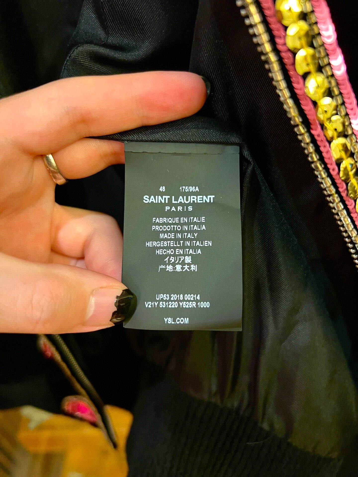 Saint Laurent Paris black velvet embroidered teddy jacket Size L / US 10 / IT 46 - 6 Thumbnail