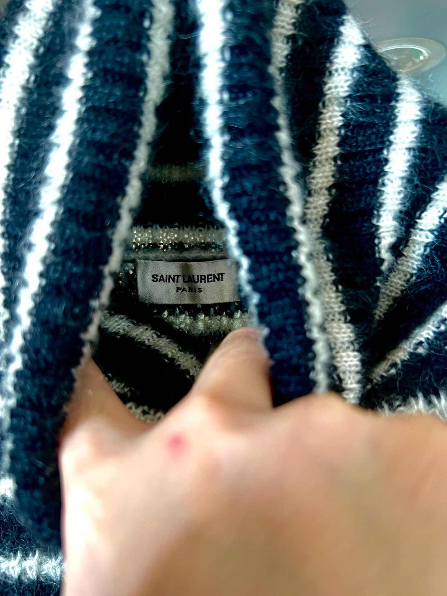 Saint Laurent Paris black and white striped turtleneck sweater Size L / US 10 / IT 46 - 3 Thumbnail