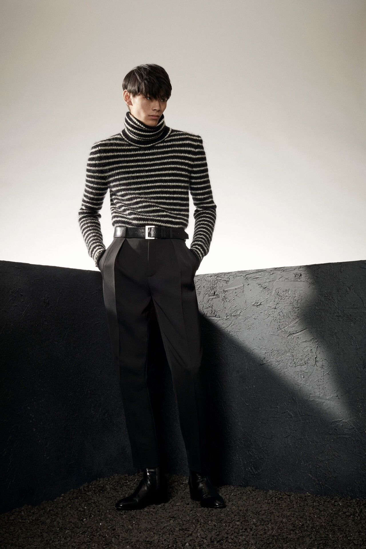Saint Laurent Paris black and white striped turtleneck sweater Size L / US 10 / IT 46 - 6 Thumbnail