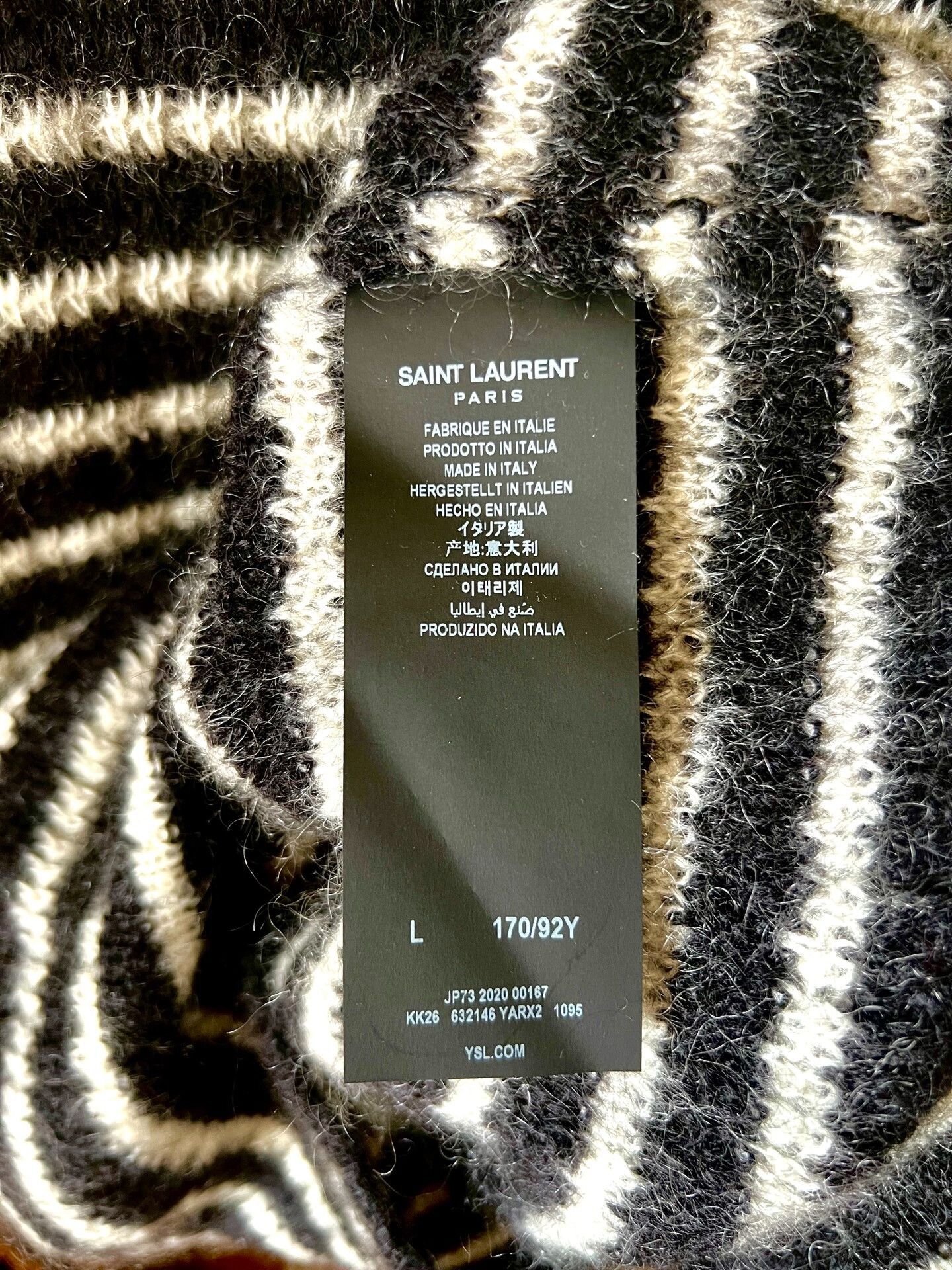 Saint Laurent Paris black and white striped turtleneck sweater Size L / US 10 / IT 46 - 5 Thumbnail