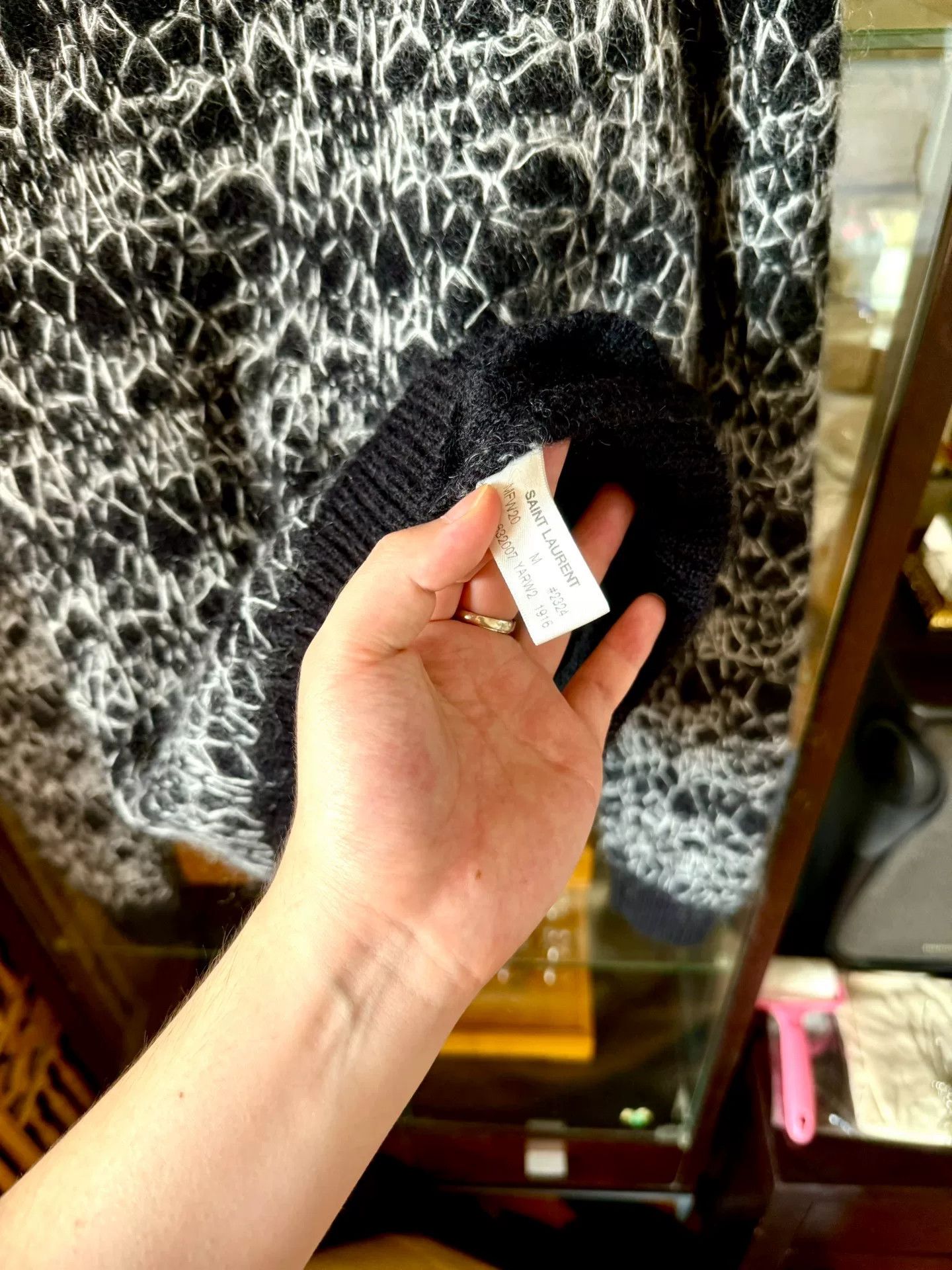 Saint Laurent Paris black and white high-neck knitted sweater Size M / US 6-8 / IT 42-44 - 6 Thumbnail