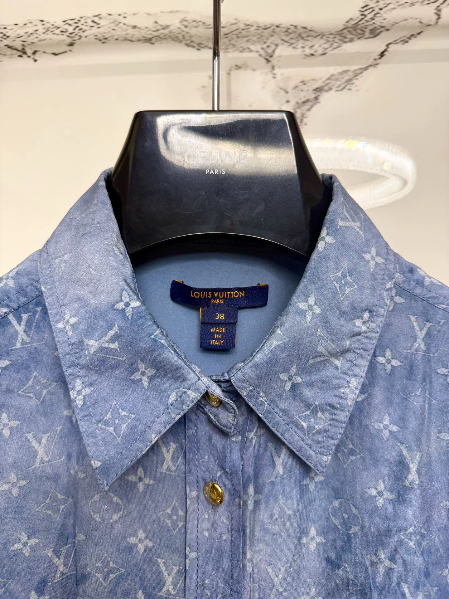 Louis Vuitton louis vuitton light blue printed silk shirt Size M / US 6-8 / IT 42-44 - 2 Thumbnail