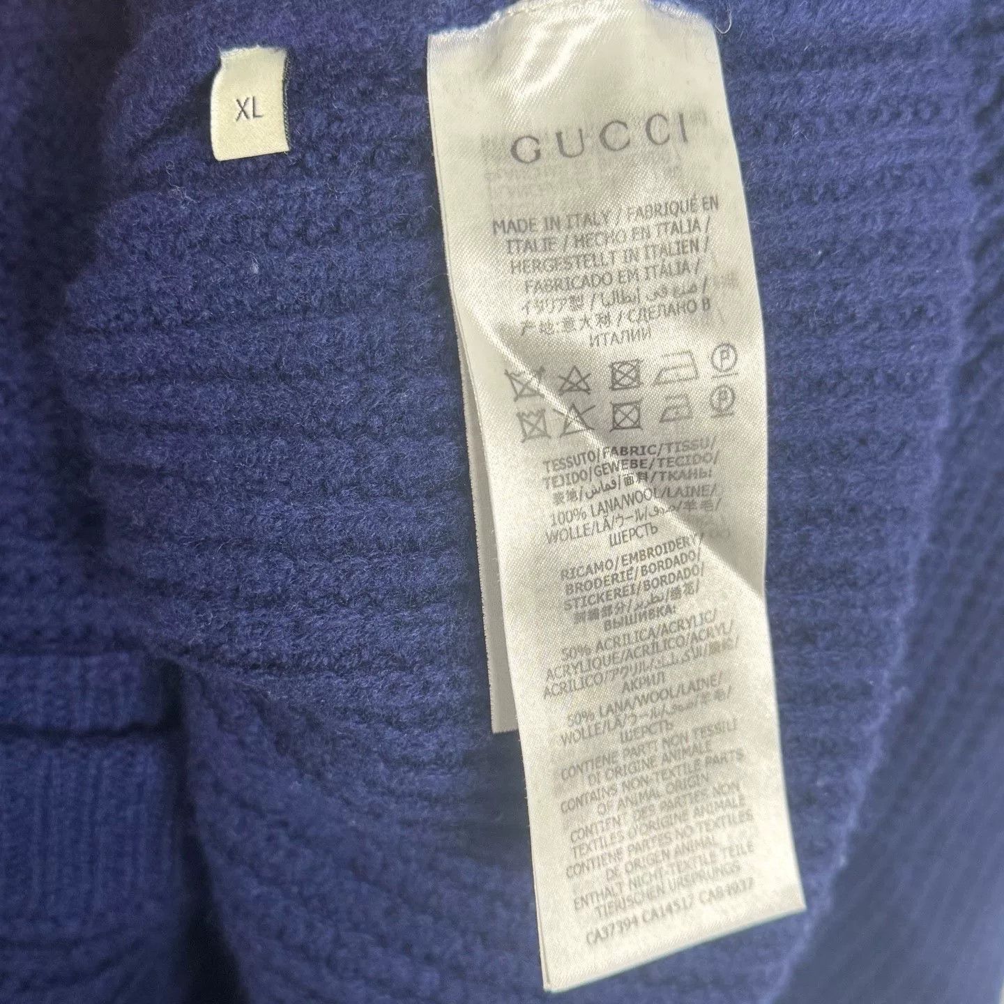 Gucci Gucci Blue Wool V-Neck Cardigan Size US XL / EU 56 / 4 - 3 Thumbnail