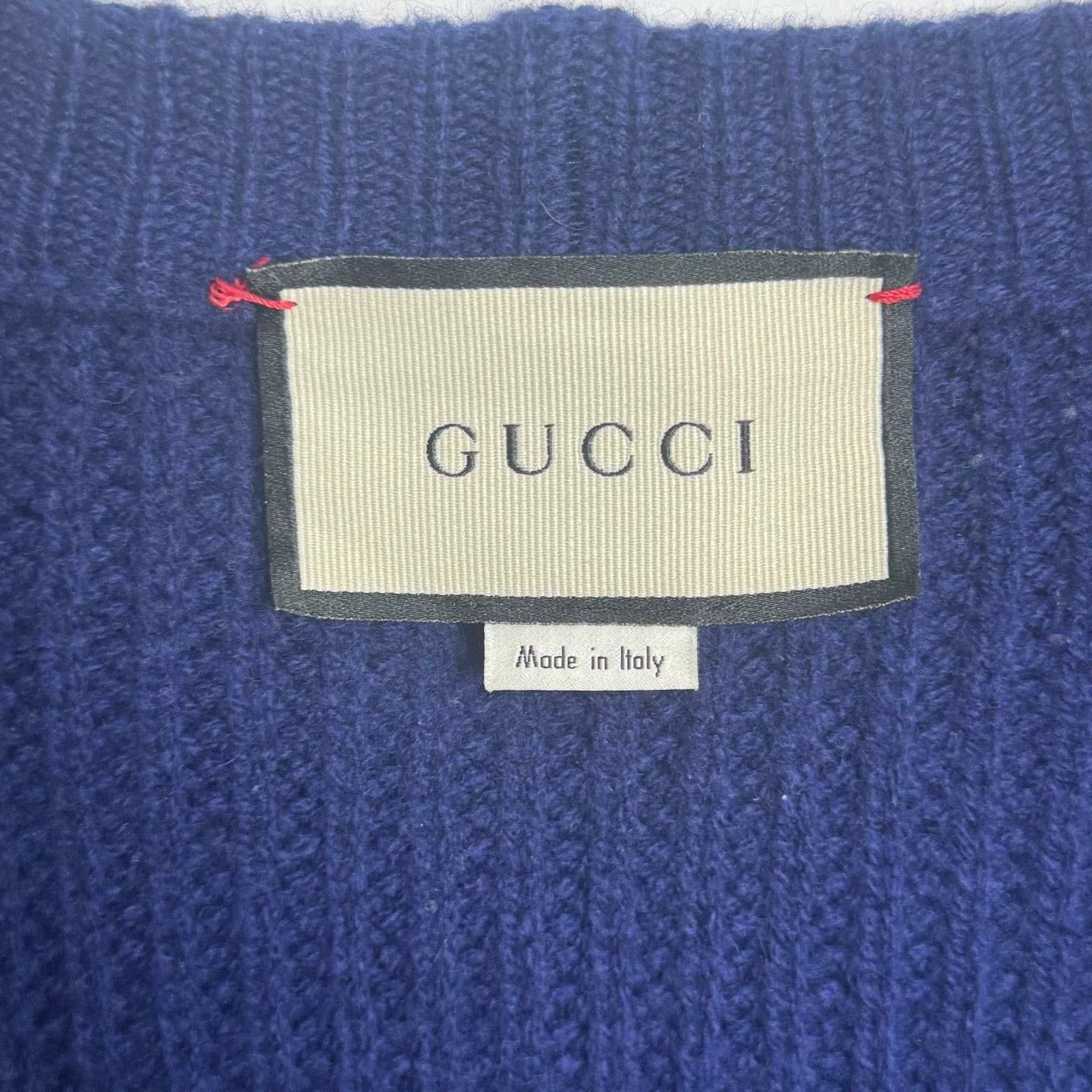 Gucci Gucci Blue Wool V-Neck Cardigan Size US XL / EU 56 / 4 - 2 Thumbnail