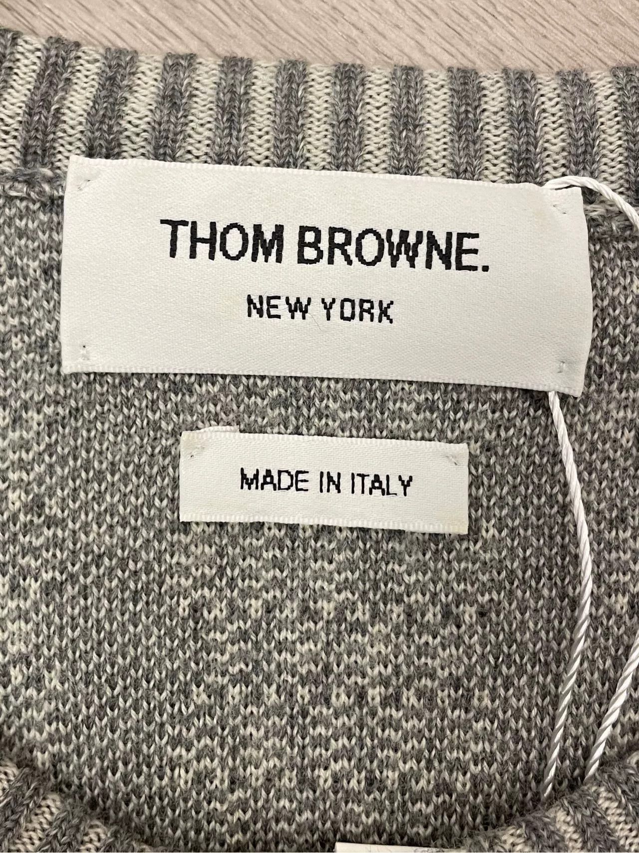 Thom Browne Thom Browne Gray Stripe Fringe Wool Sweater Size US M / EU 48-50 / 2 - 7 Thumbnail