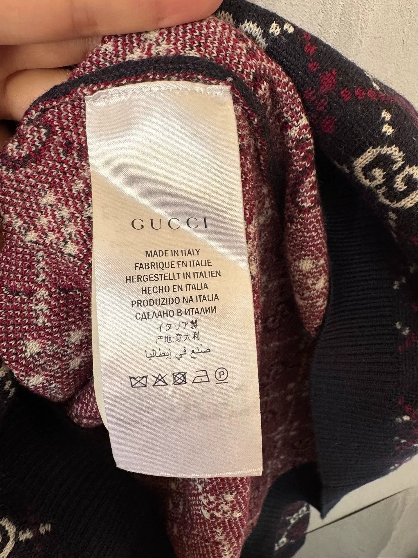 Gucci gucci logo v-neck knit sweater maroon Size US M / EU 48-50 / 2 - 5 Thumbnail