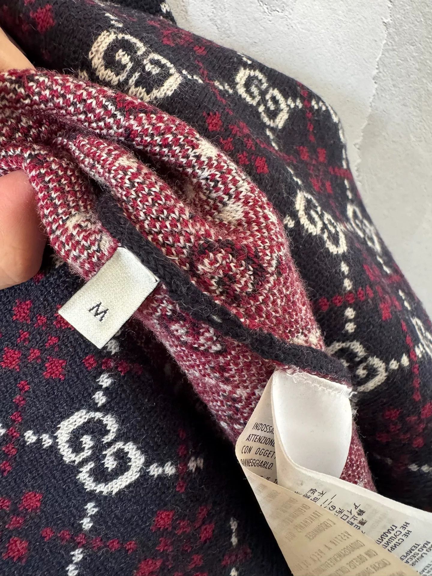 Gucci gucci logo v-neck knit sweater maroon Size US M / EU 48-50 / 2 - 6 Thumbnail