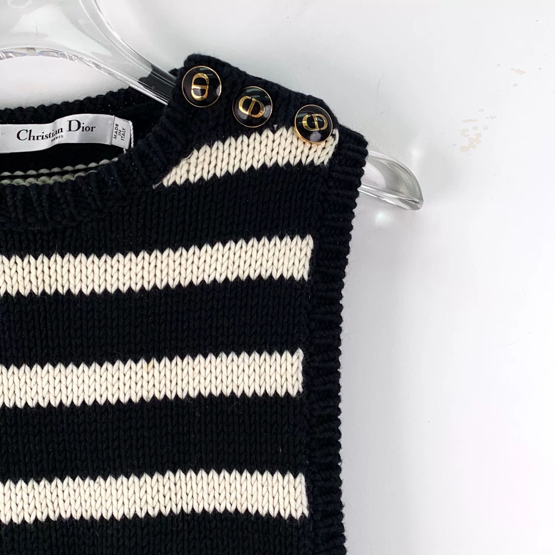 Dior black striped sleeveless knit top by dior Size US S / EU 44-46 / 1 - 3 Thumbnail