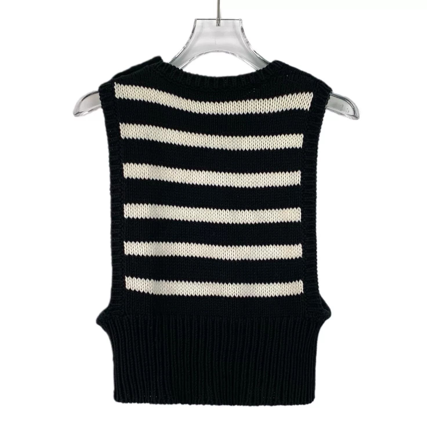 Dior black striped sleeveless knit top by dior Size US S / EU 44-46 / 1 - 2 Thumbnail
