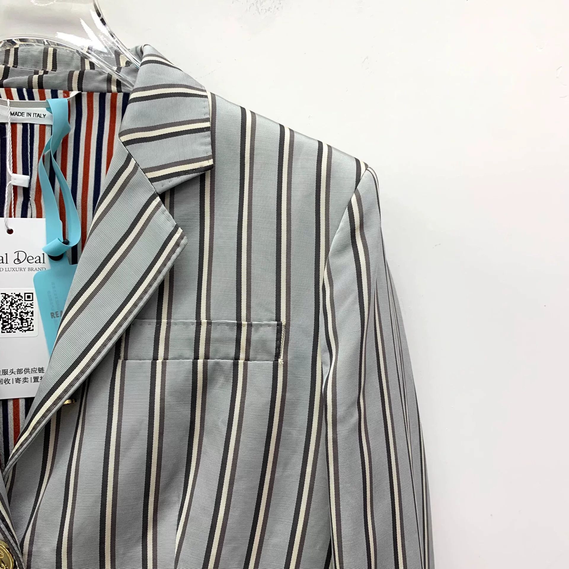thom browne striped cotton long sleeve blazer