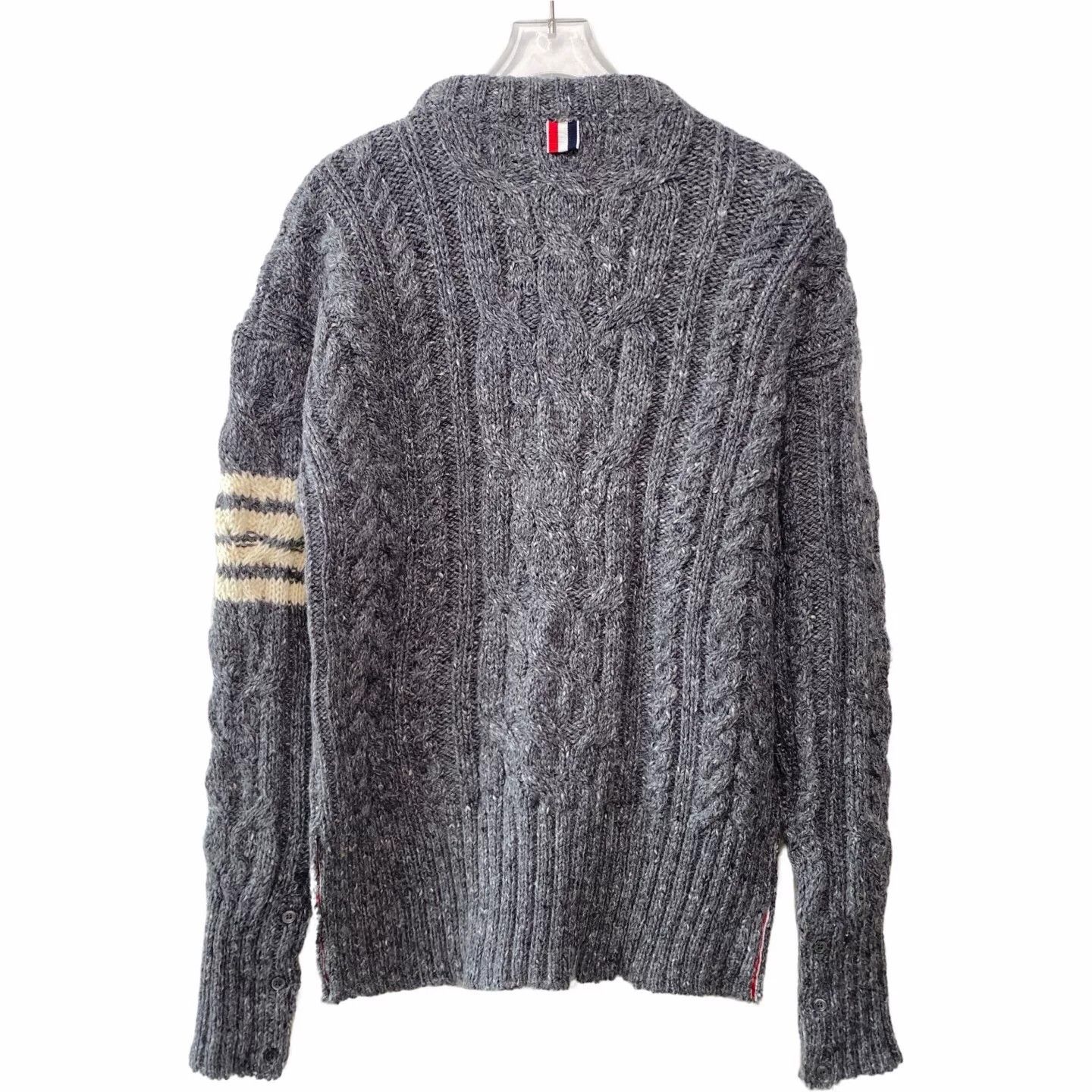 Thom Browne gray wool crew neck sweater by thom browne Size US M / EU 48-50 / 2 - 2 Thumbnail