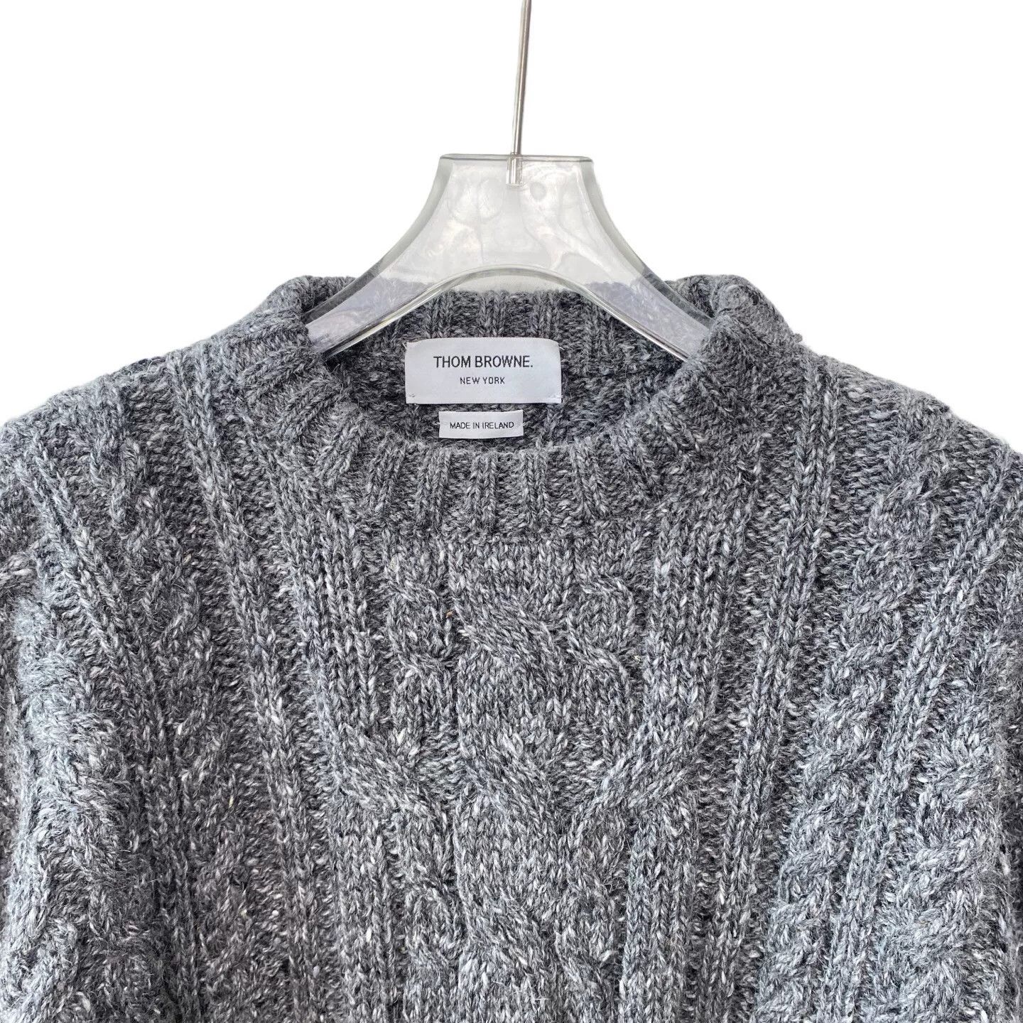 Thom Browne gray wool crew neck sweater by thom browne Size US M / EU 48-50 / 2 - 3 Thumbnail