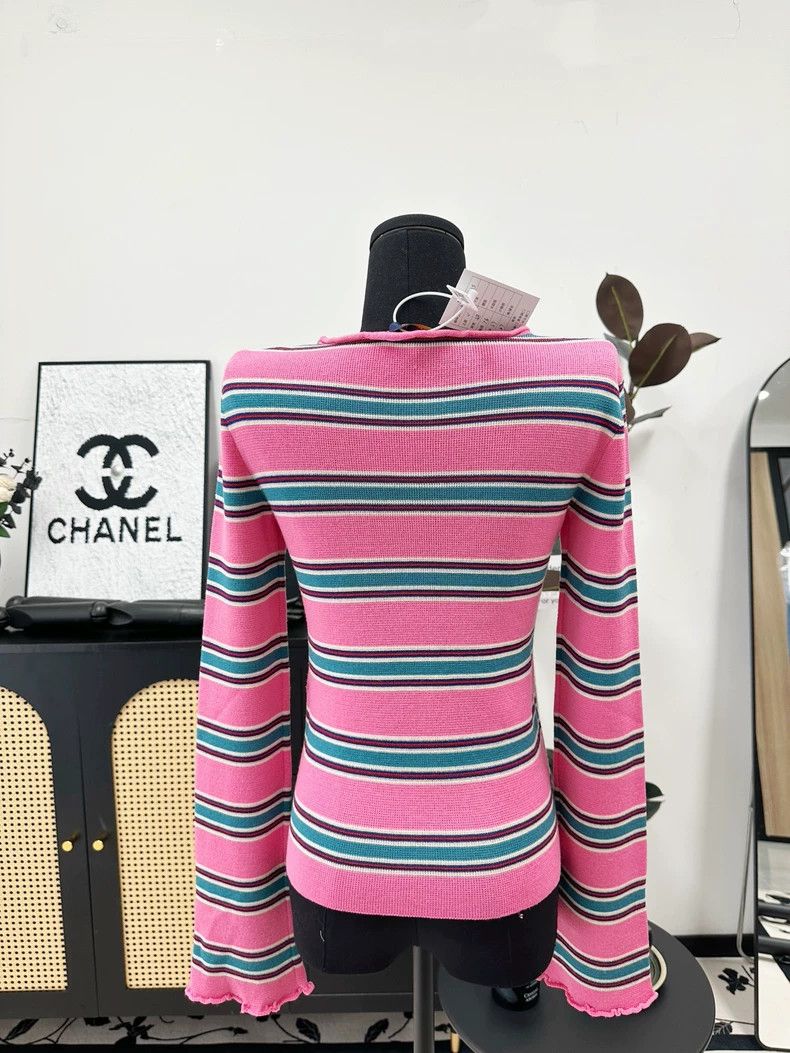 Louis Vuitton LV Pink Striped Knit Sweater Size US XS / EU 42 / 0 - 7 Thumbnail