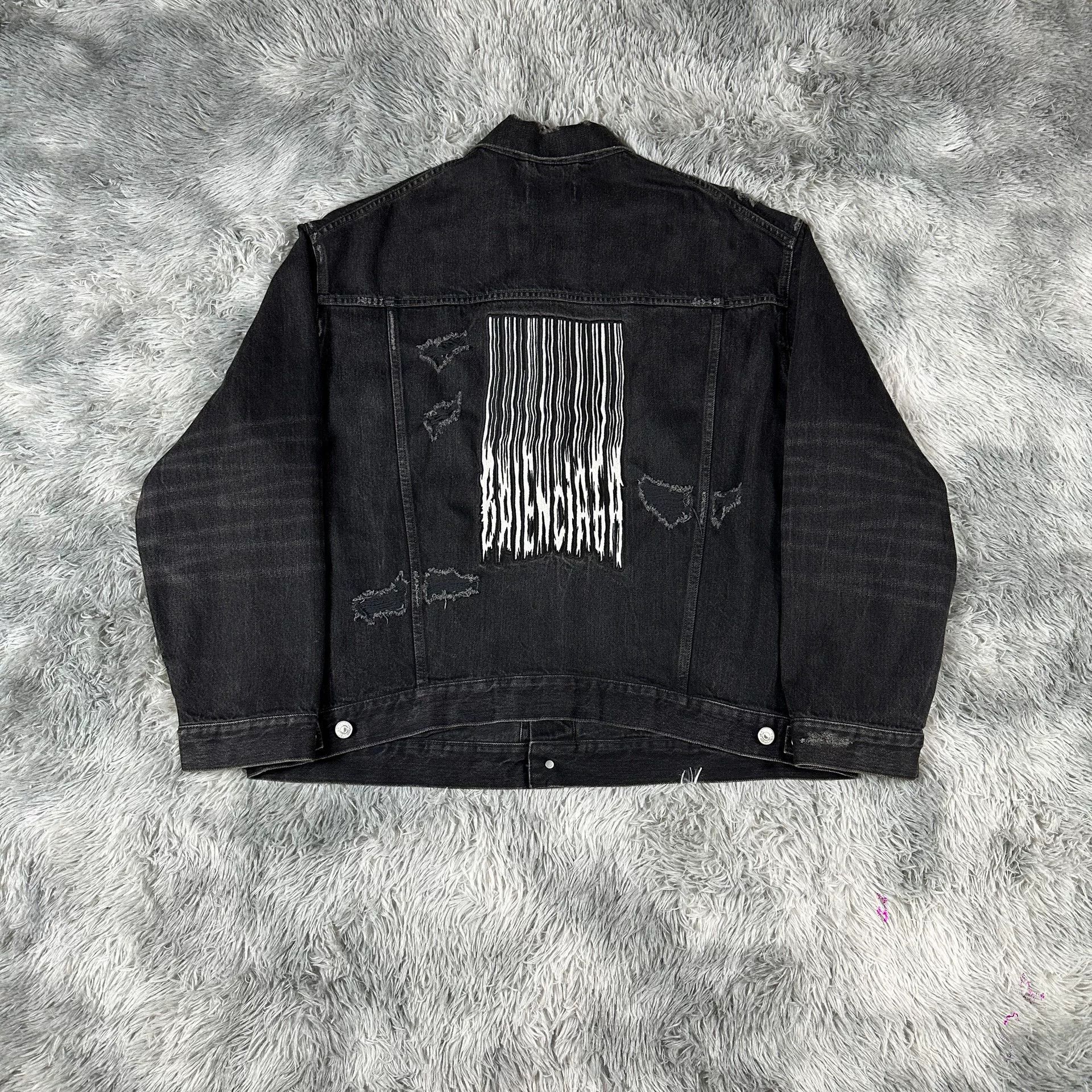 Balenciaga Balenciaga Black Embroidered Denim Jacket Size US M / EU 48-50 / 2 - 2 Thumbnail