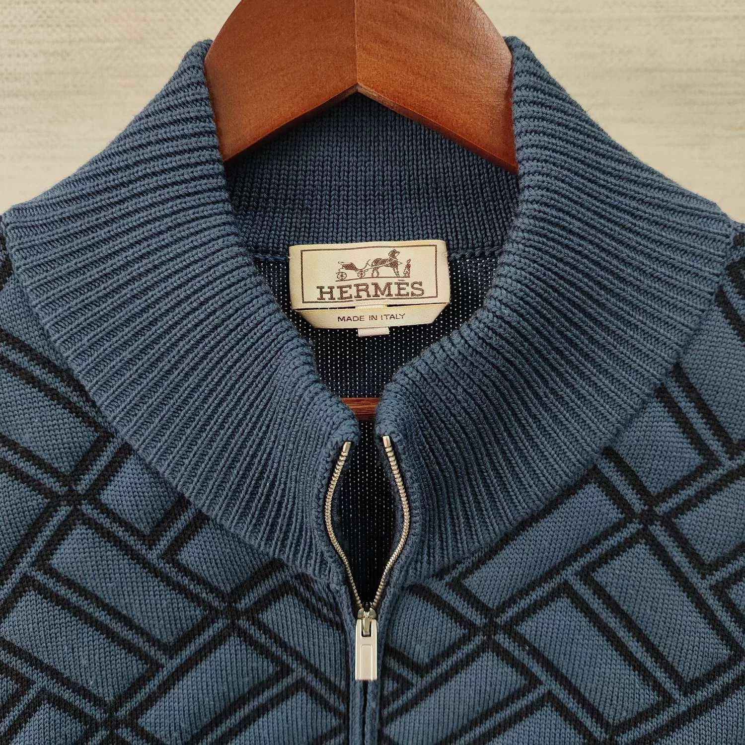 Hermes Hermes Blue Wool Knit Jacket Size US XXL / EU 58 / 5 - 3 Thumbnail