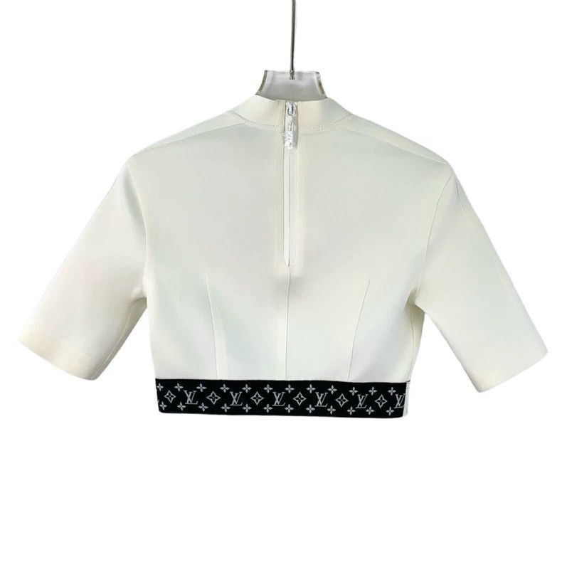 Louis Vuitton Louis Vuitton White Logo Crop Short-Sleeve T-Shirt Size US XXS / EU 40 - 2 Thumbnail